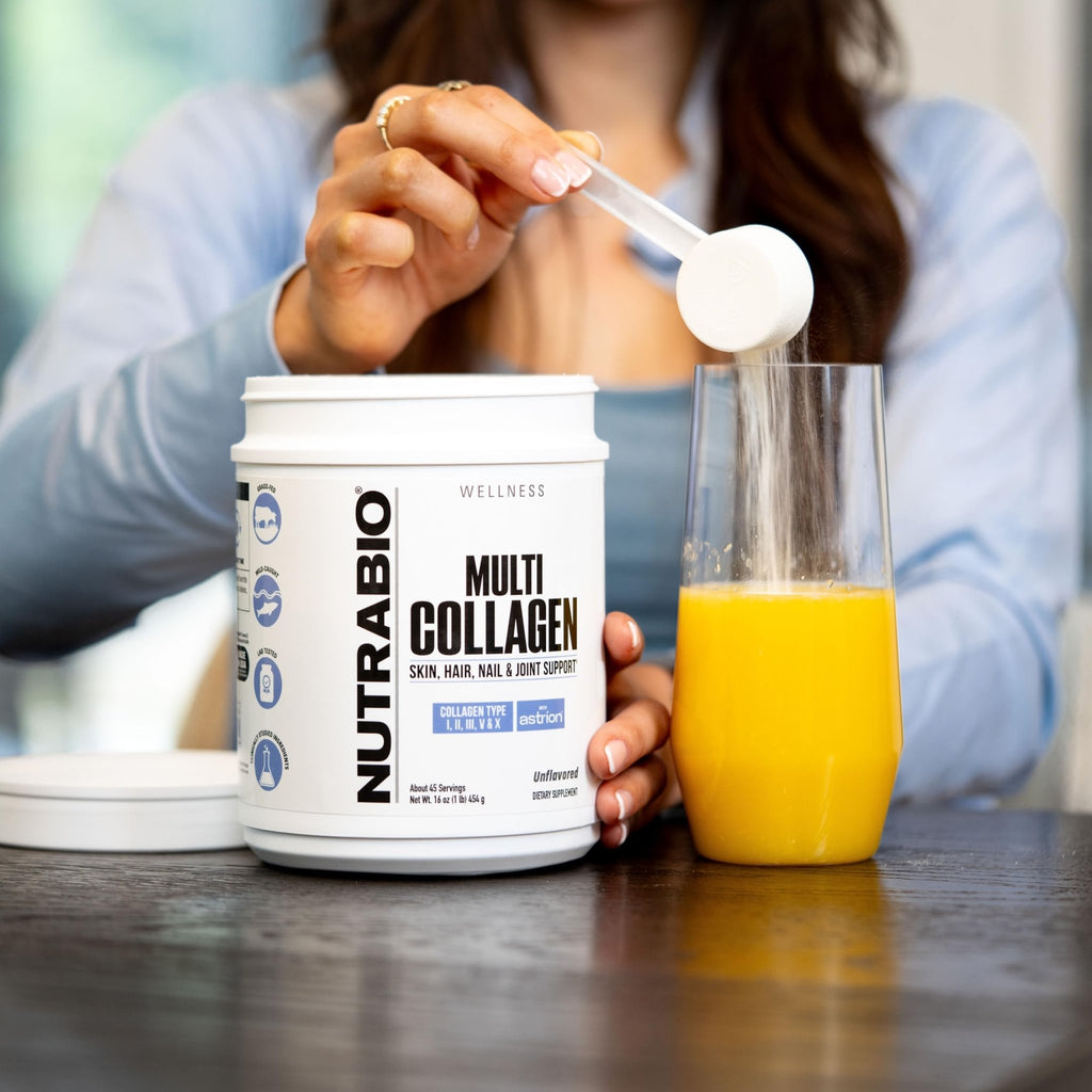 NutraBio Multi Collagen Powder - Hydrolyzed Collagen Peptides for Glowing Hair & Skin - Grass-Fed - Collagen Powder for Women and Men - 40 Servings- Unflavored - FENGGESTORE20