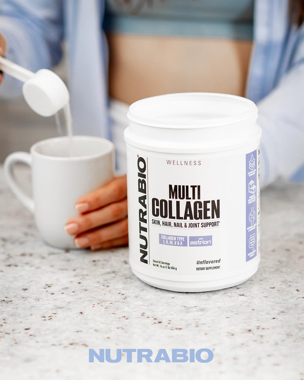 NutraBio Multi Collagen Powder - Hydrolyzed Collagen Peptides for Glowing Hair & Skin - Grass-Fed - Collagen Powder for Women and Men - 40 Servings- Unflavored - FENGGESTORE20