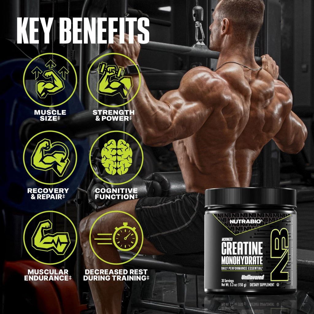 NutraBio Pure Micronized Creatine Monohydrate Powder Supplement, Unflavored, (150 g) - Supports Bulk Muscle Energy, Recovery, and Strength - HPLC Tested Creatine Powder Supplement for Men and Women - FENGGESTORE20