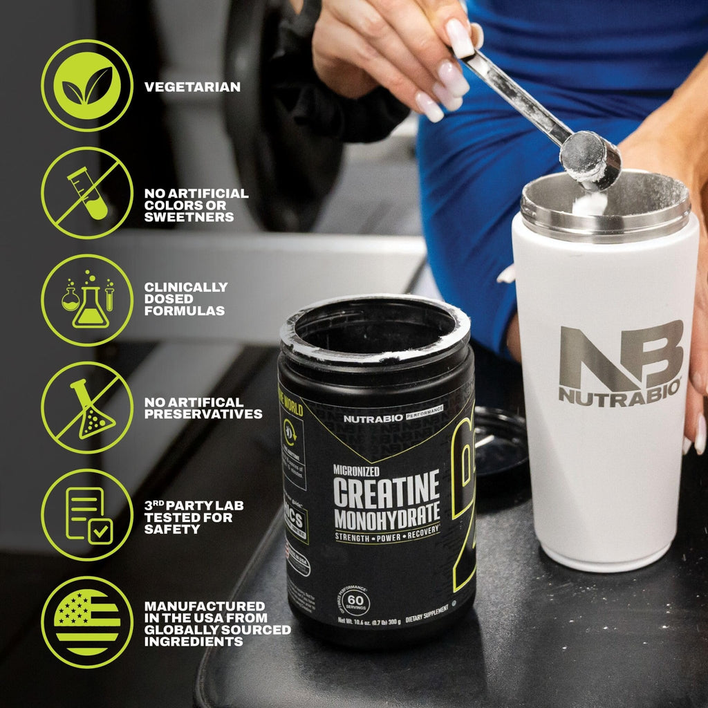 NutraBio Pure Micronized Creatine Monohydrate Powder Supplement, Unflavored, (300 g) - Supports Bulk Muscle Energy, Recovery, and Strength - HPLC Tested Creatine - FENGGESTORE20
