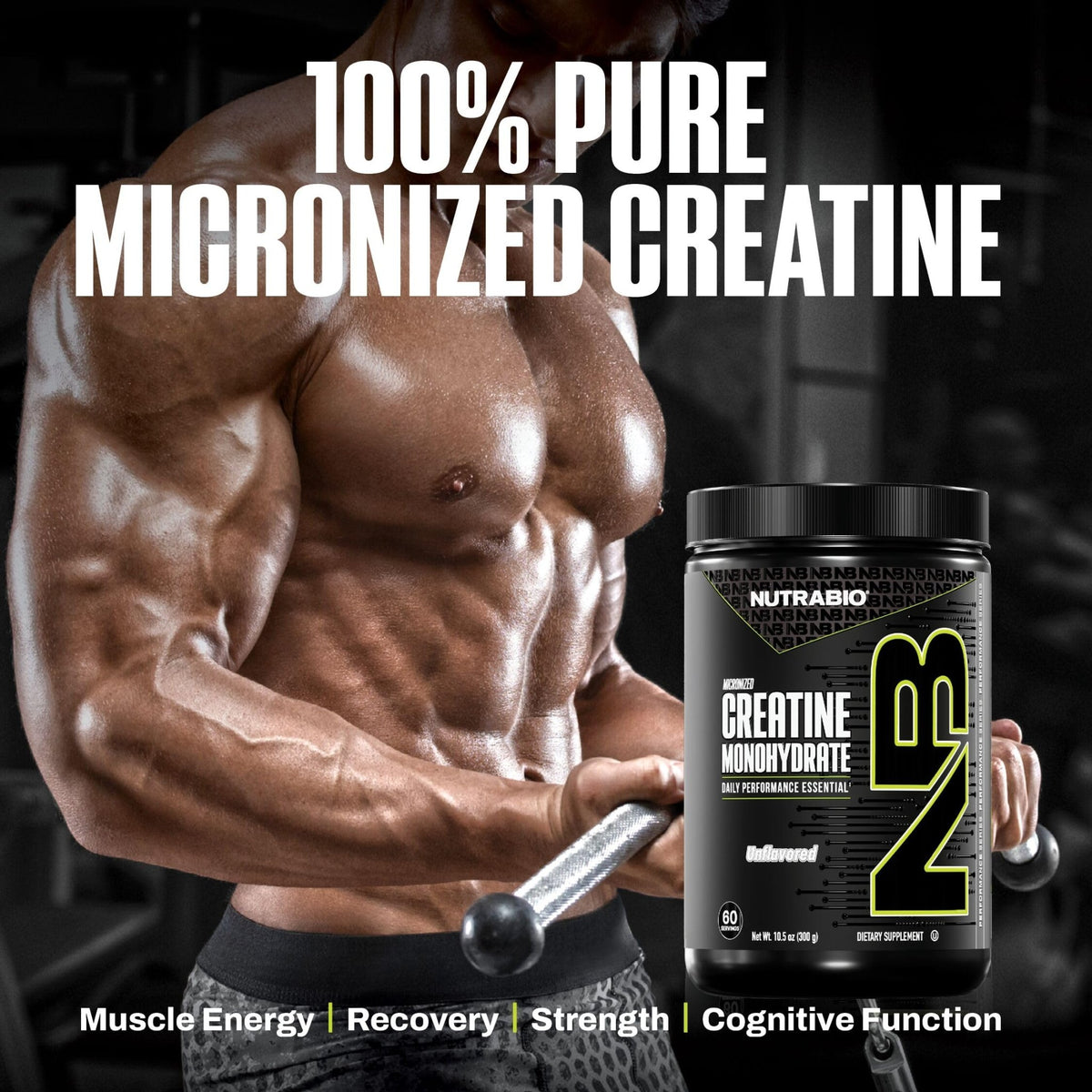 NutraBio Pure Micronized Creatine Monohydrate Powder Supplement, Unflavored, (300 g) - Supports Bulk Muscle Energy, Recovery, and Strength - HPLC Tested Creatine - FENGGESTORE20