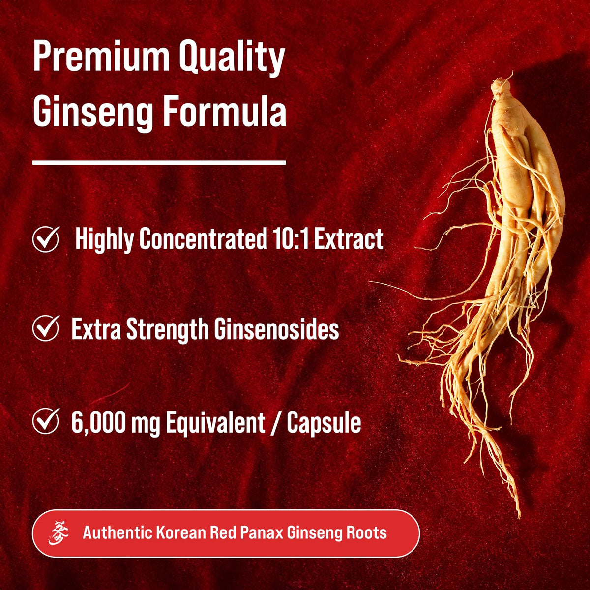 NutraChamps Korean Red Panax Ginseng Capsules | Extra Strength Ginsenosides for Energy, Focus, Performance, Vitality & Immune Support - FENGGESTORE20