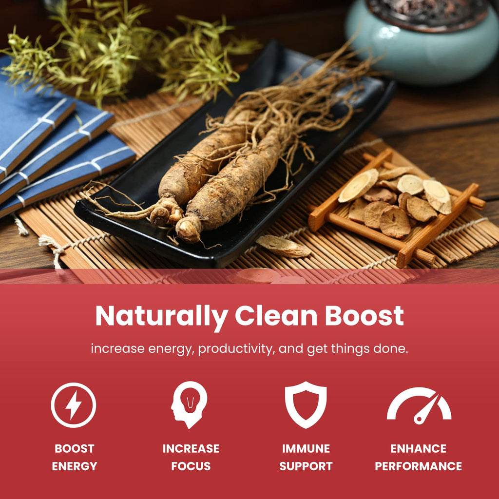 NutraChamps Korean Red Panax Ginseng Capsules | Extra Strength Ginsenosides for Energy, Focus, Performance, Vitality & Immune Support - FENGGESTORE20