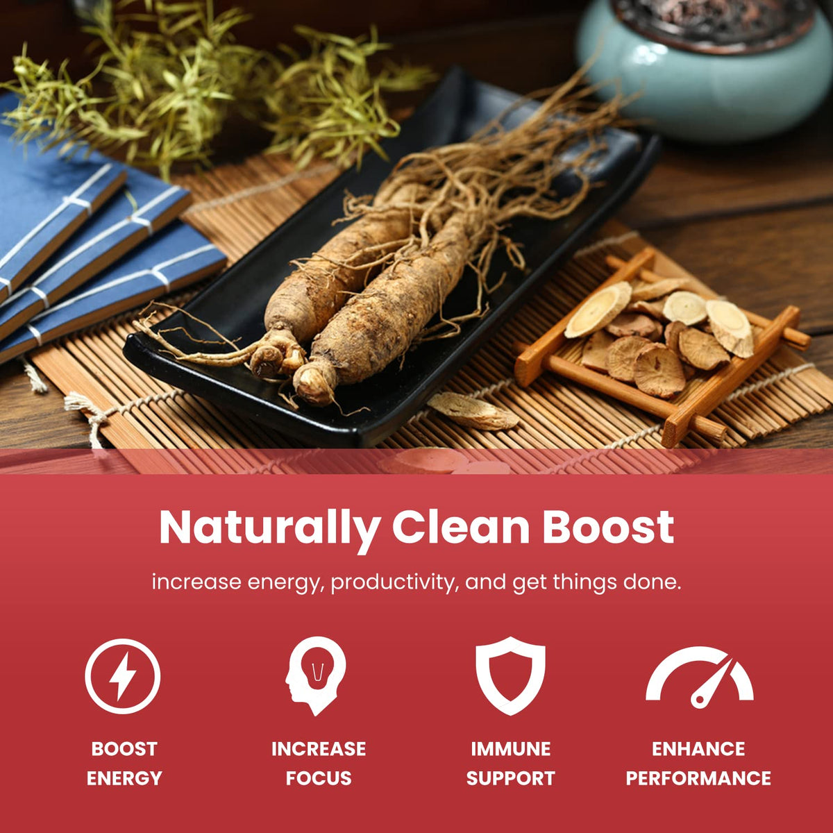 NutraChamps Korean Red Panax Ginseng Capsules | Extra Strength Ginsenosides for Energy, Focus, Performance, Vitality & Immune Support - FENGGESTORE20