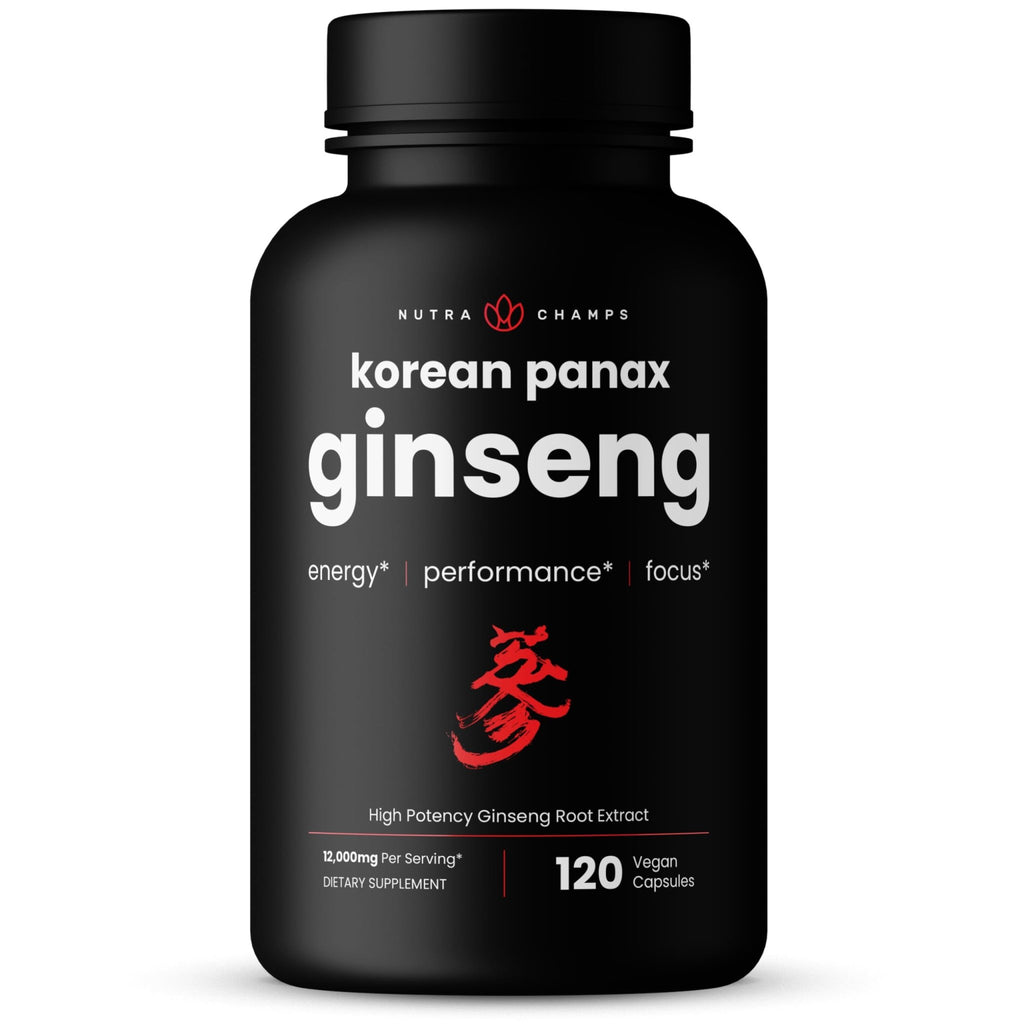NutraChamps Korean Red Panax Ginseng Capsules | Extra Strength Ginsenosides for Energy, Focus, Performance, Vitality & Immune Support - FENGGESTORE20