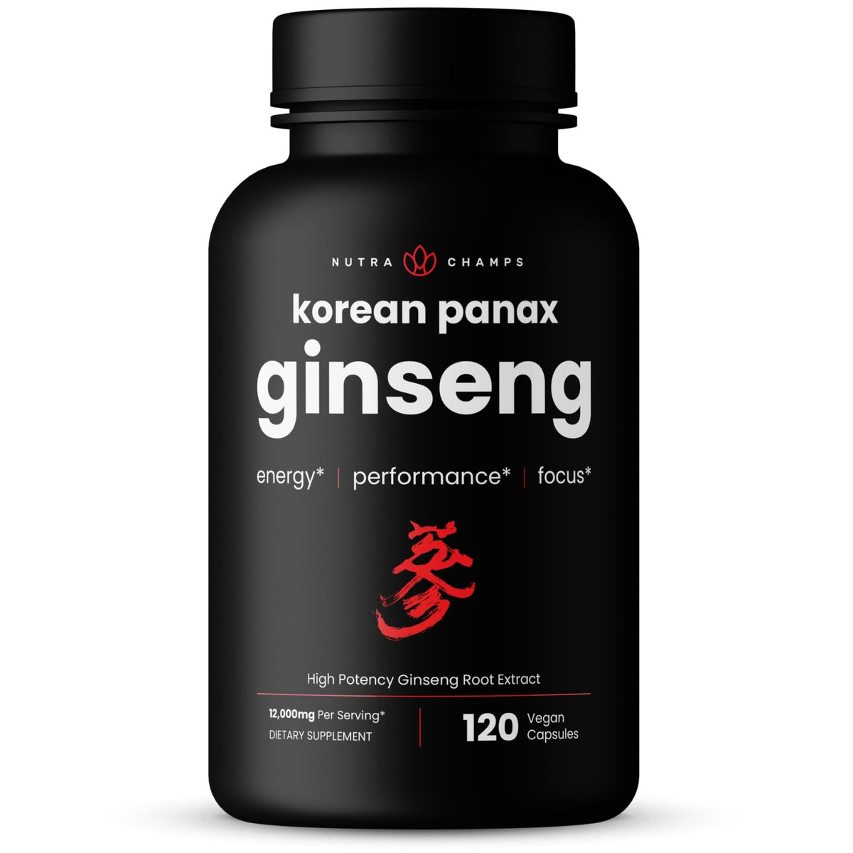 NutraChamps Korean Red Panax Ginseng Capsules | Extra Strength Ginsenosides for Energy, Focus, Performance, Vitality & Immune Support - FENGGESTORE20