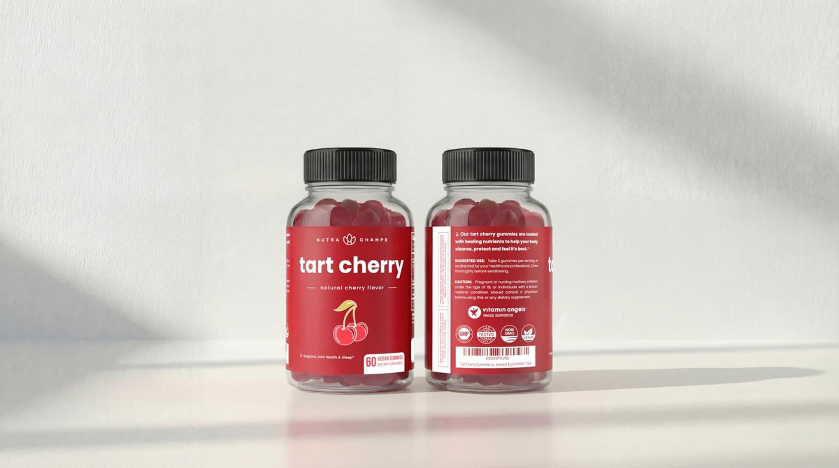 NutraChamps Tart Cherry Gummies - Tart Cherry Extract with Celery Seed - 60 Vegan Gummies (2-Pack) - FENGGESTORE20