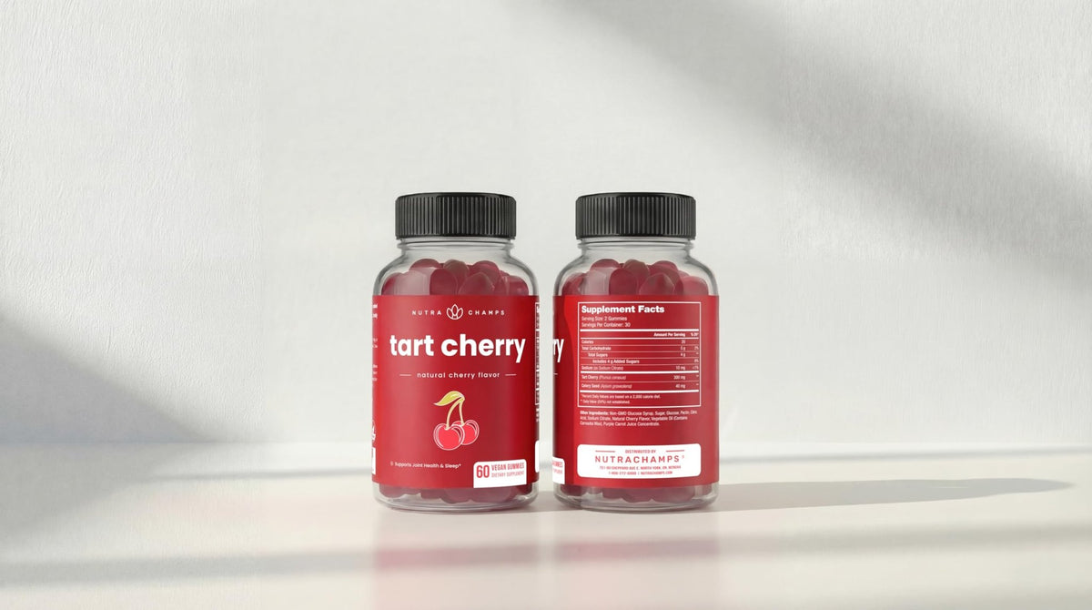 NutraChamps Tart Cherry Gummies - Tart Cherry Extract with Celery Seed - 60 Vegan Gummies (2-Pack) - FENGGESTORE20