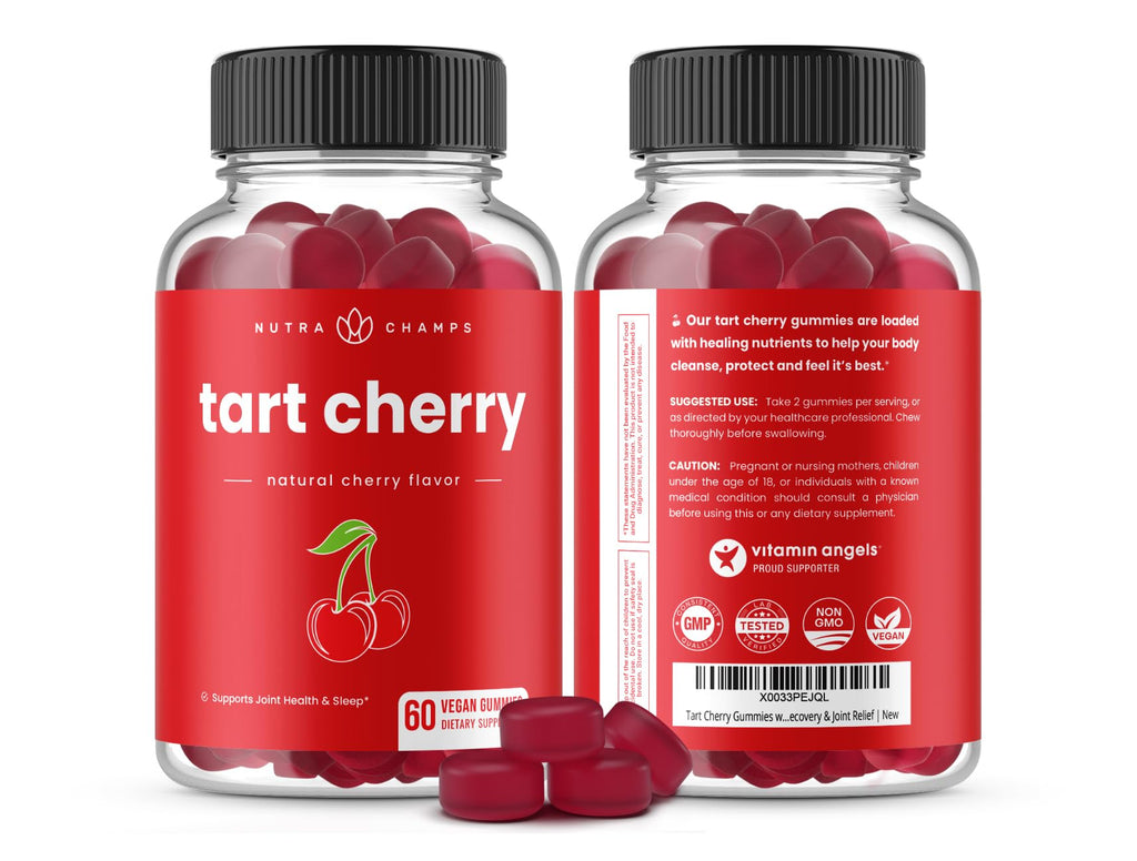 NutraChamps Tart Cherry Gummies - Tart Cherry Extract with Celery Seed - 60 Vegan Gummies (2-Pack) - FENGGESTORE20