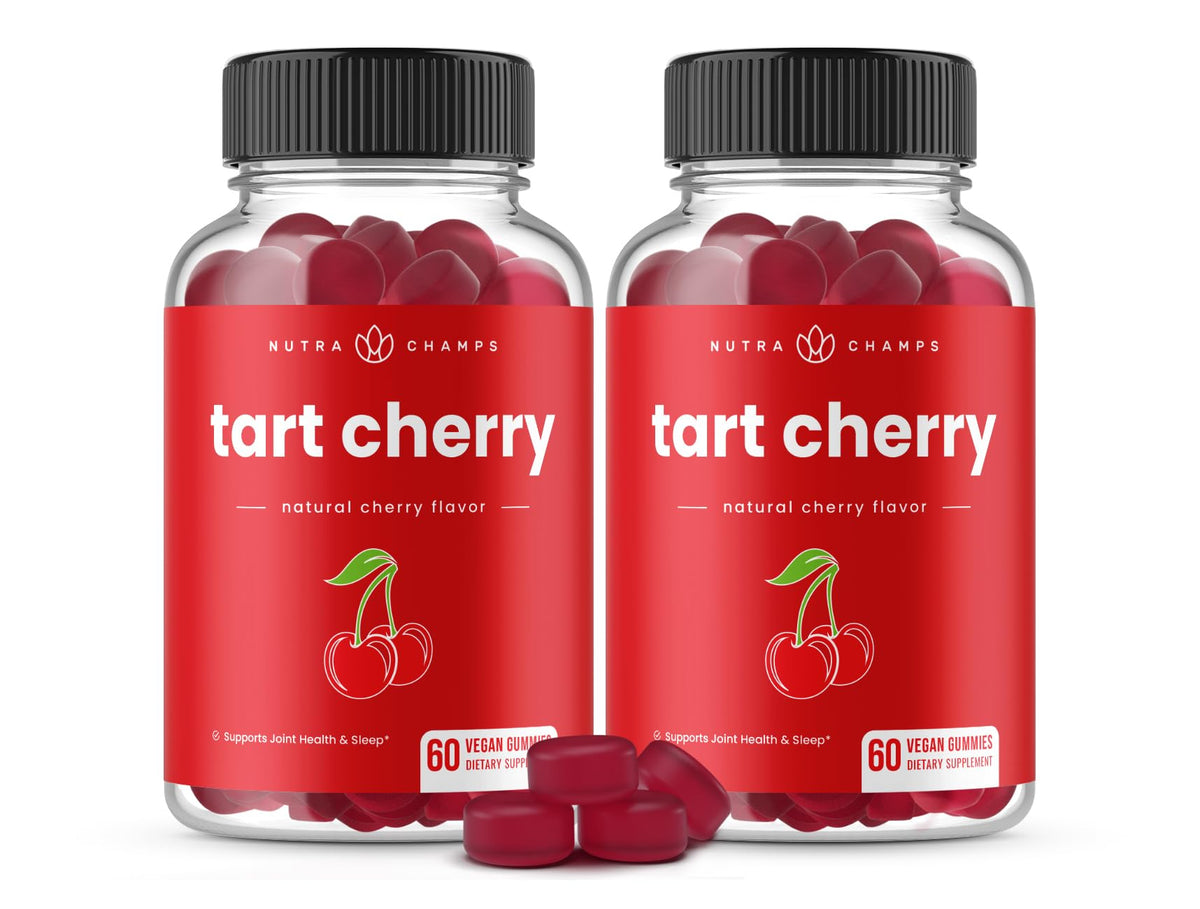 NutraChamps Tart Cherry Gummies - Tart Cherry Extract with Celery Seed - 60 Vegan Gummies (2-Pack) - FENGGESTORE20