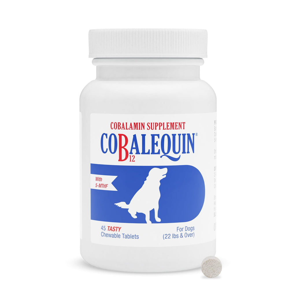 Nutramax Cobalequin B12 for Dogs, Oral Cobalamin Supplement with Folate, Vitamin B12 for Dogs Over 22 lbs., Supports GI Health, Chewable Tablets, 45 Count - FENGGESTORE20