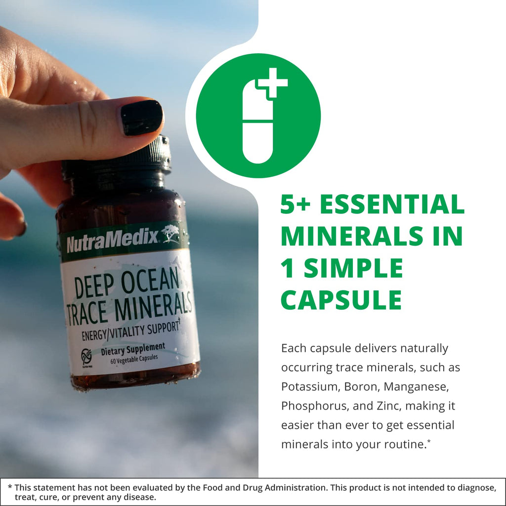 NutraMedix Deep Ocean Trace Minerals 1,000mg - Mineral & Energy Supplements - Magnesium, Zinc, Potassium, Boron, Phosphorus & Manganese - FENGGESTORE20