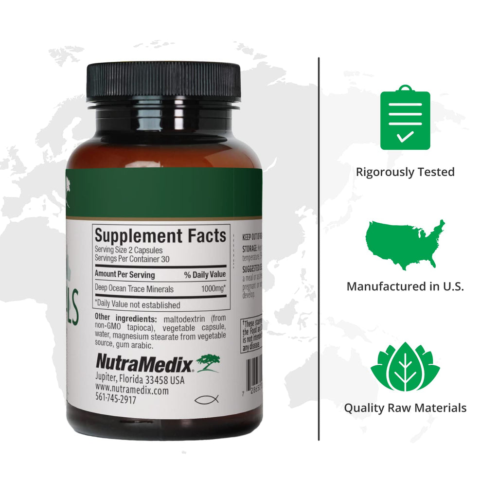 NutraMedix Deep Ocean Trace Minerals 1,000mg - Mineral & Energy Supplements - Magnesium, Zinc, Potassium, Boron, Phosphorus & Manganese - FENGGESTORE20