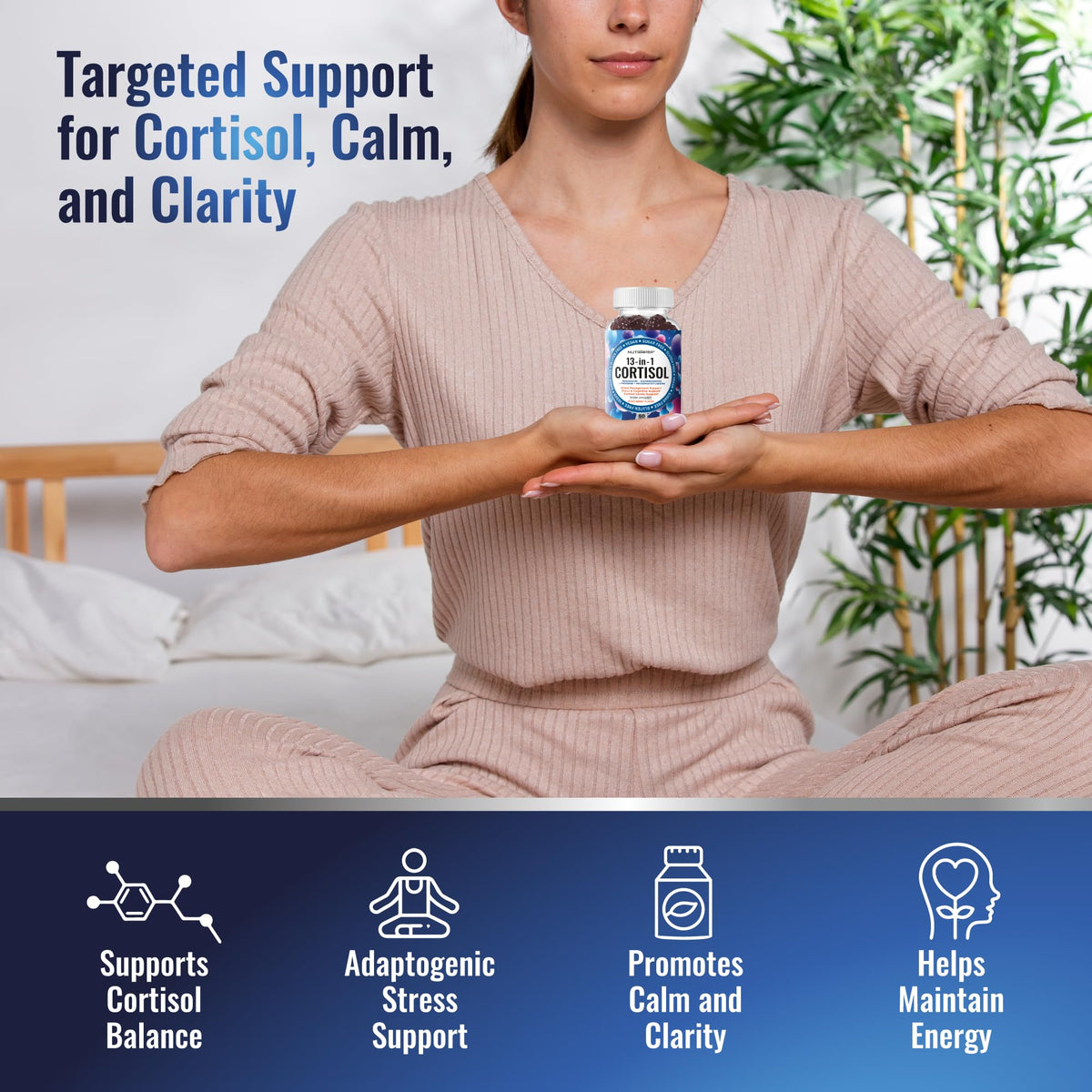 NutraPep Cortisol Gummies for Women Men - 13-in-1 High Cortisol Reducer with Ashwagandha Magnesium L-theanine Rhodiola Rosea - Daily Cortisol Detox Manager for Stress Focus Support - Vegan Sugar Free - FENGGESTORE20