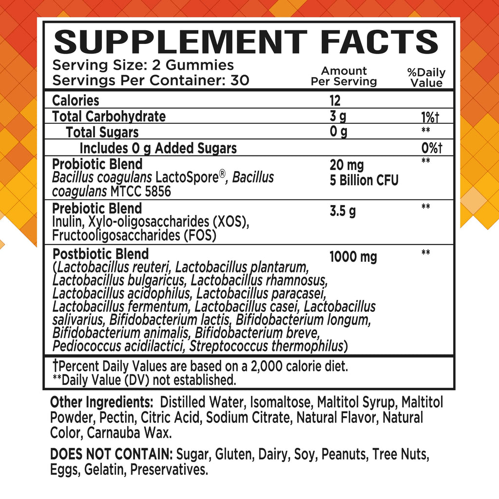 NutraPep Prebiotic Probiotic & Postbiotic Gummies for Women Men & Kids Children - High Potency 5 Billion CFU - Sugar-Free & Gluten 60 Count (Pack of 2) - FENGGESTORE20
