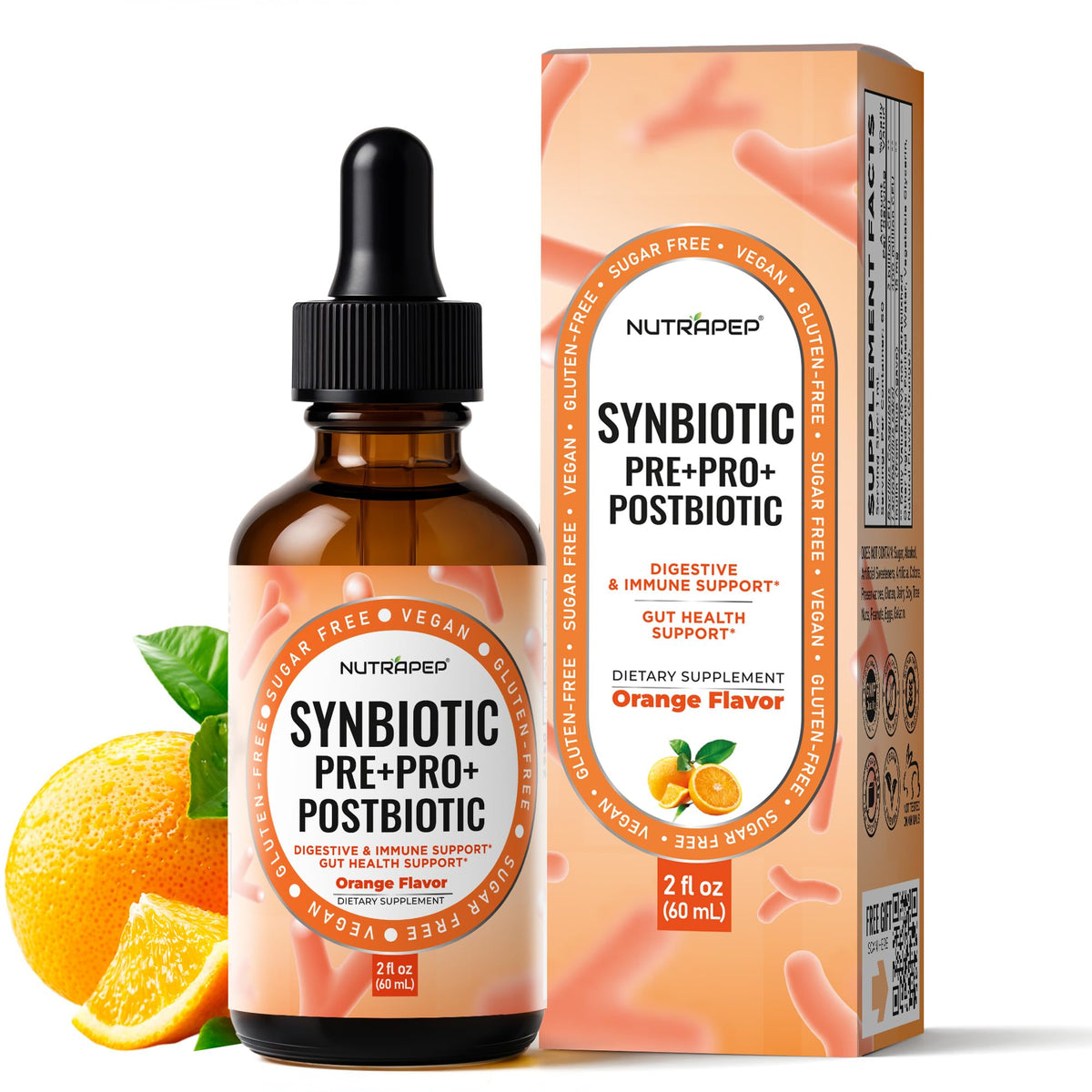 NutraPep Synbiotic Liquid Drops - Probiotic Prebiotic & Postbiotic Supplement for Adults Kids Ages 4+ - Daily Synbiotic for Gut Health Digestive & Immune Support - FENGGESTORE20