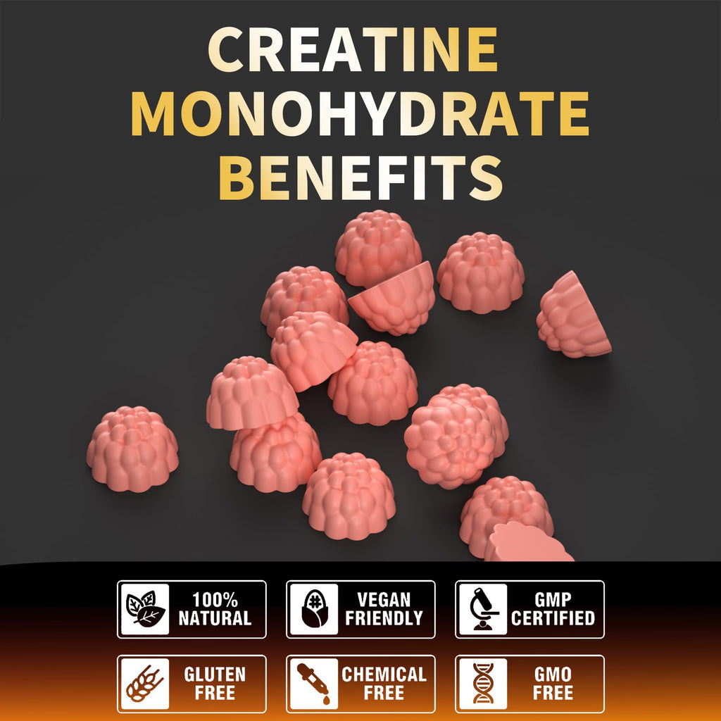 Nutravita NSF Certified Creatine Gummy - Creatine Monohydrate Gummies for Men & Women-5g of Creatine Monohydrate per Serving - Sugar Free, - FENGGESTORE20