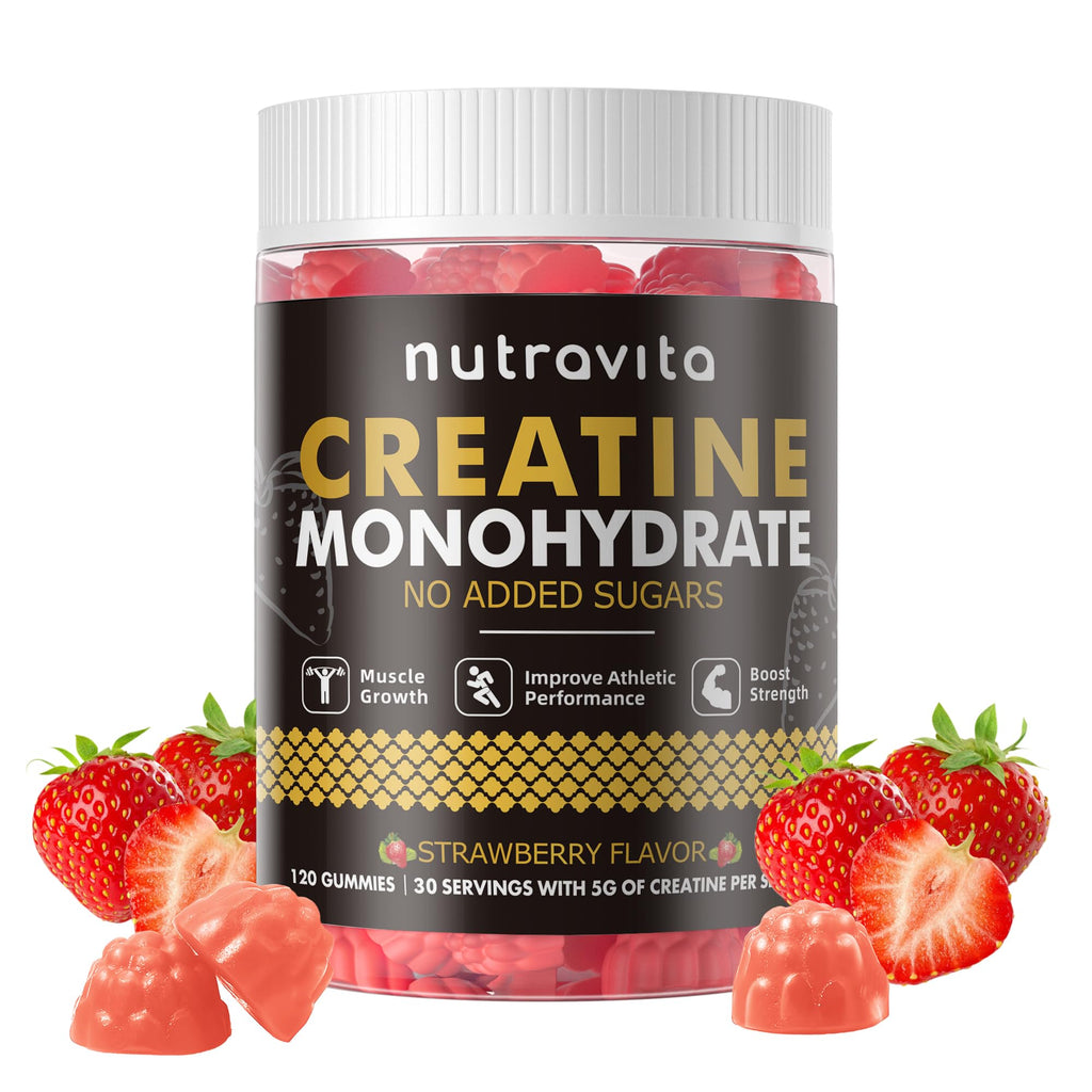 Nutravita NSF Certified Creatine Gummy - Creatine Monohydrate Gummies for Men & Women-5g of Creatine Monohydrate per Serving - Sugar Free, - FENGGESTORE20