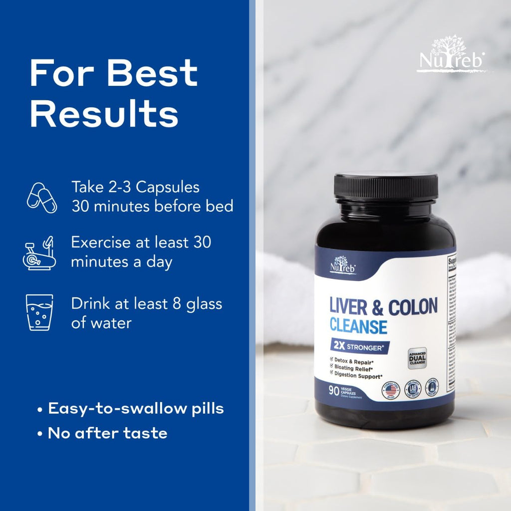 Nutreb Liver & Colon Cleanse - 2X Stronger - Liver Cleanse Detox & Repair - Colon Cleanser & Detox - Premium Milk Thistle Supplement - FENGGESTORE20