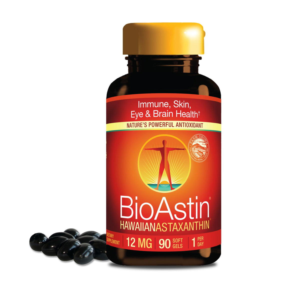 Nutrex Hawaii BioAstin Hawaiian Astaxanthin - 12mg, 90 Softgels - Farm-Direct Premium Antioxidant Supplement to Support Eye, Skin - FENGGESTORE20