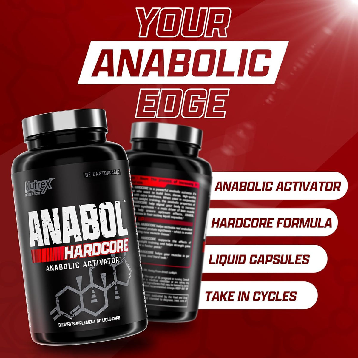 Nutrex Research Anabol Hardcore Anabolic Activator, Muscle Builder and Hardening Agent, 60 Pills - FENGGESTORE20
