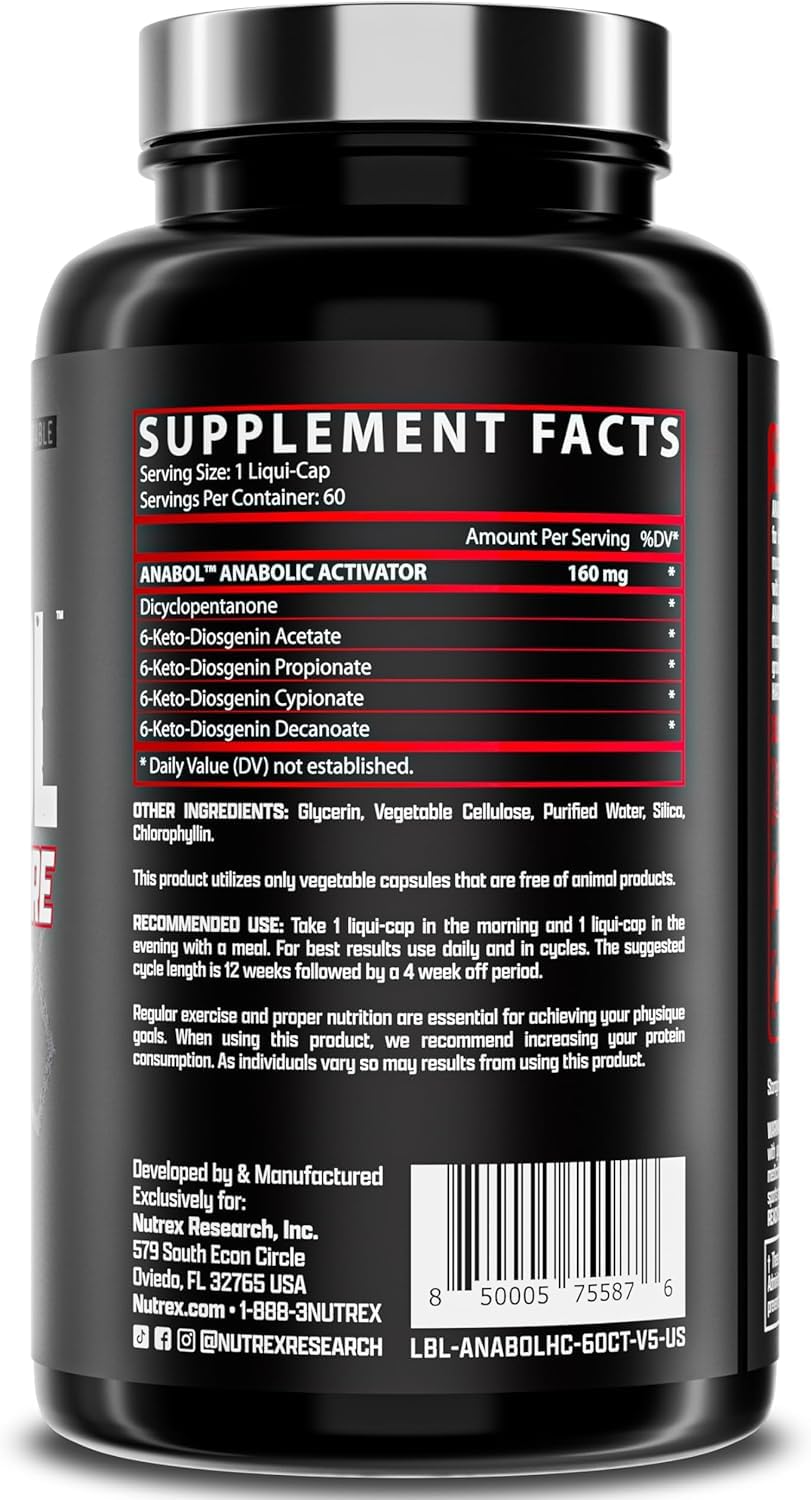 Nutrex Research Anabol Hardcore Anabolic Activator, Muscle Builder and Hardening Agent, 60 Pills - FENGGESTORE20