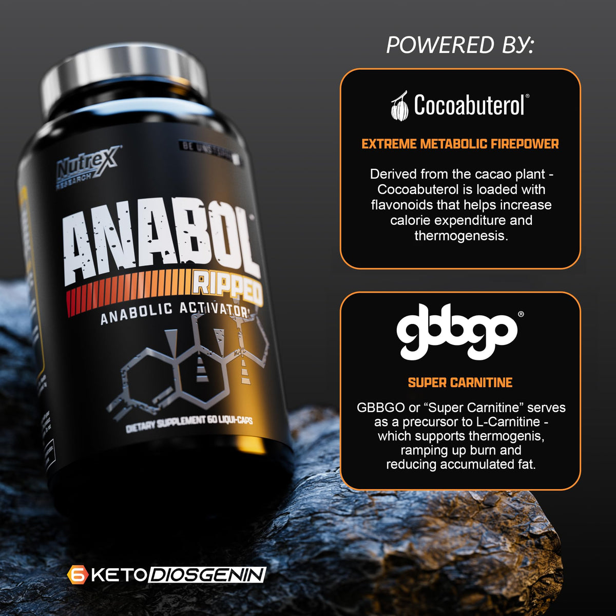 Nutrex Research Anabol Ripped Anabolic Muscle Builder for Men, 2-in-1 Muscle Builder and Shredding Supplement, (60 Count) - FENGGESTORE20