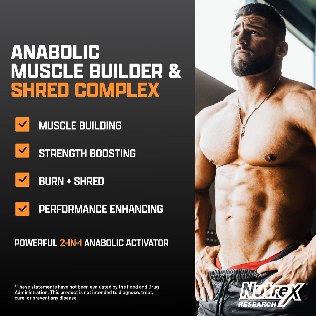 Nutrex Research Anabol Ripped Anabolic Muscle Builder for Men, 2-in-1 Muscle Builder and Shredding Supplement, (60 Count) - FENGGESTORE20