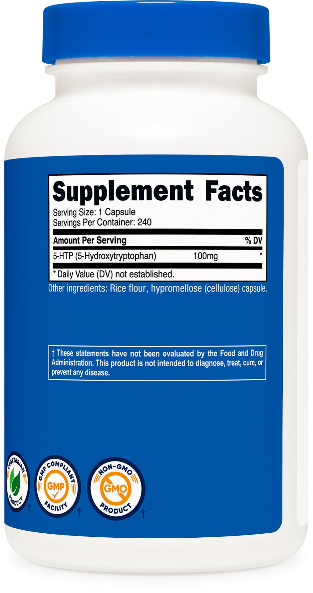 Nutricost 5-HTP 100mg, 240 Vegetarian Capsules (5-Hydroxytryptophan) - Non-GMO & Gluten Free - FENGGESTORE20