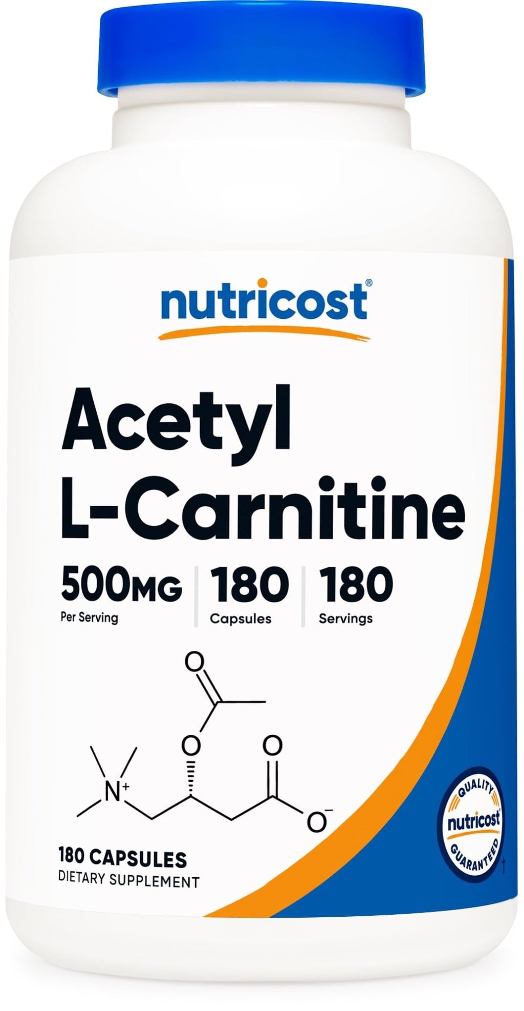Nutricost Acetyl L-Carnitine (ALCAR) 500mg, 180 Capsules, 180 Servings - Non-GMO and Gluten Free, 1 Capsule per Serving - FENGGESTORE20
