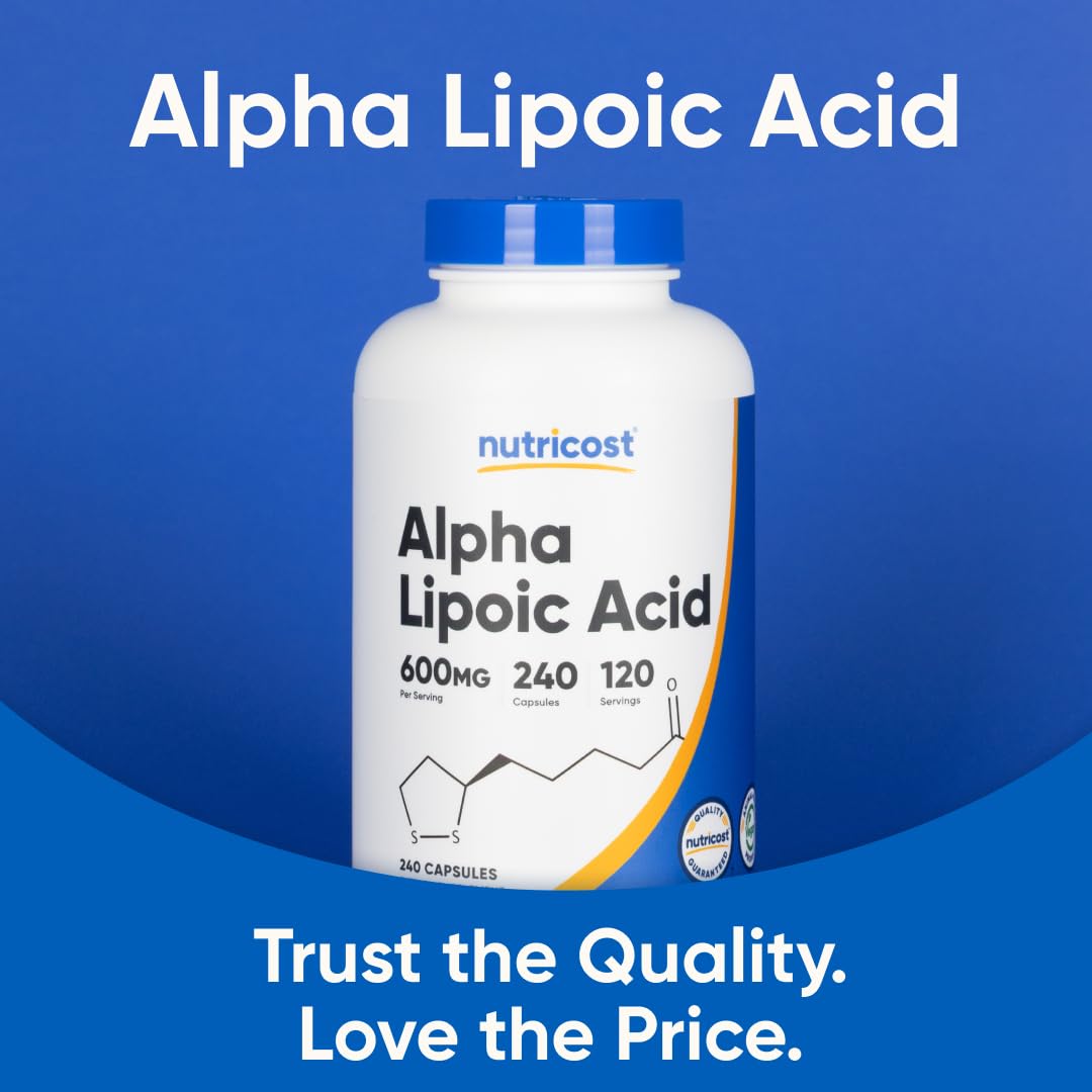 Nutricost Alpha Lipoic Acid 600mg Per Serving, 240 Capsules - Gluten Free, Vegetarian Capsules, Soy Free & Non-GMO - FENGGESTORE20