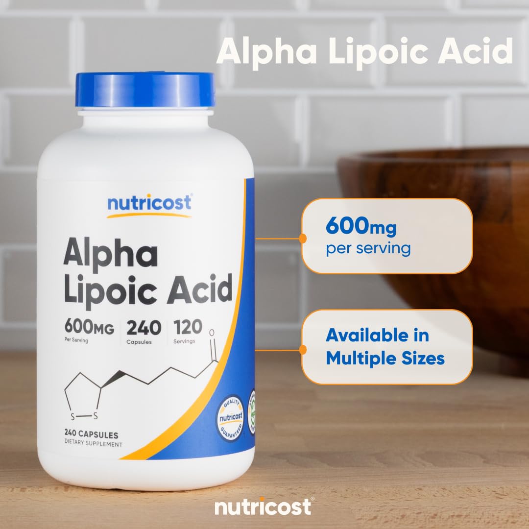 Nutricost Alpha Lipoic Acid 600mg Per Serving, 240 Capsules - Gluten Free, Vegetarian Capsules, Soy Free & Non-GMO - FENGGESTORE20