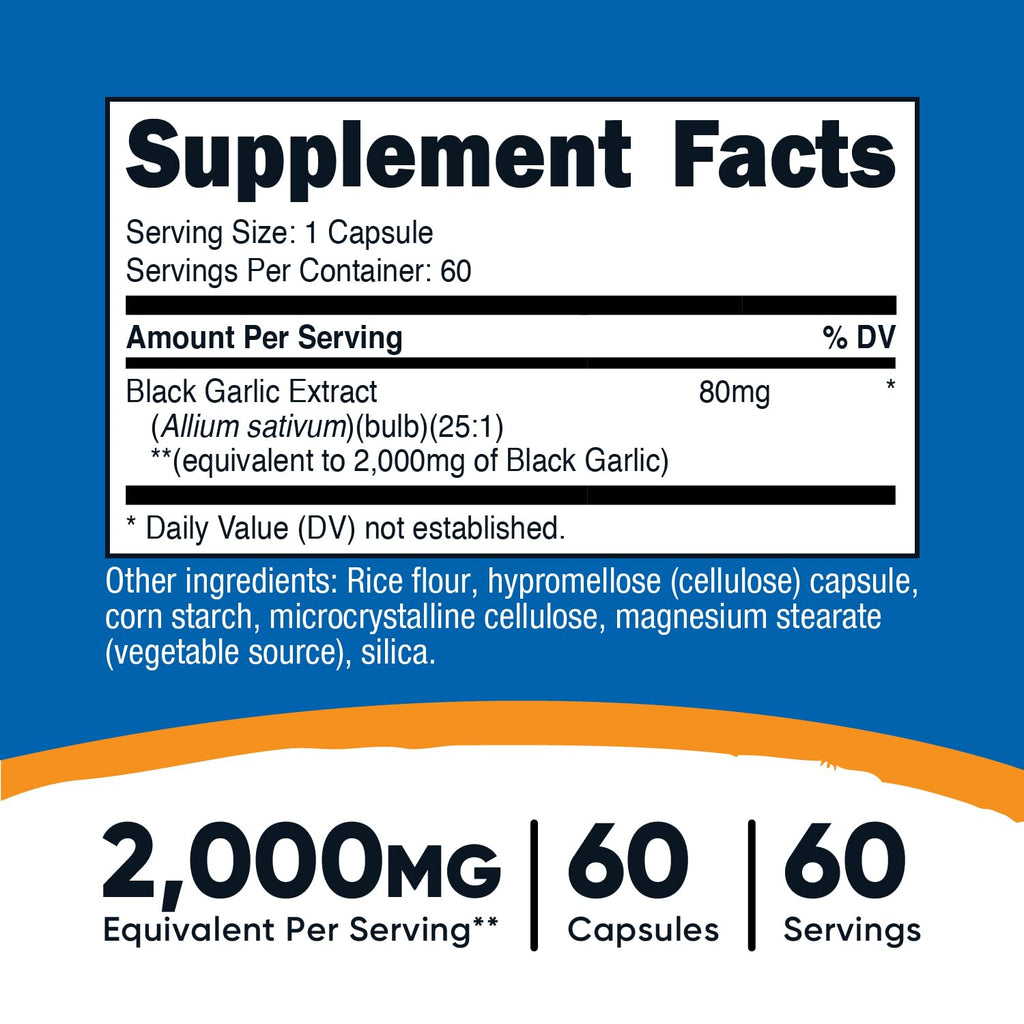 Nutricost Black Garlic Extract 60 Capsules for 60 Servings Per Bottle - Aged Black Garlic Extract, Vegan - FENGGESTORE20