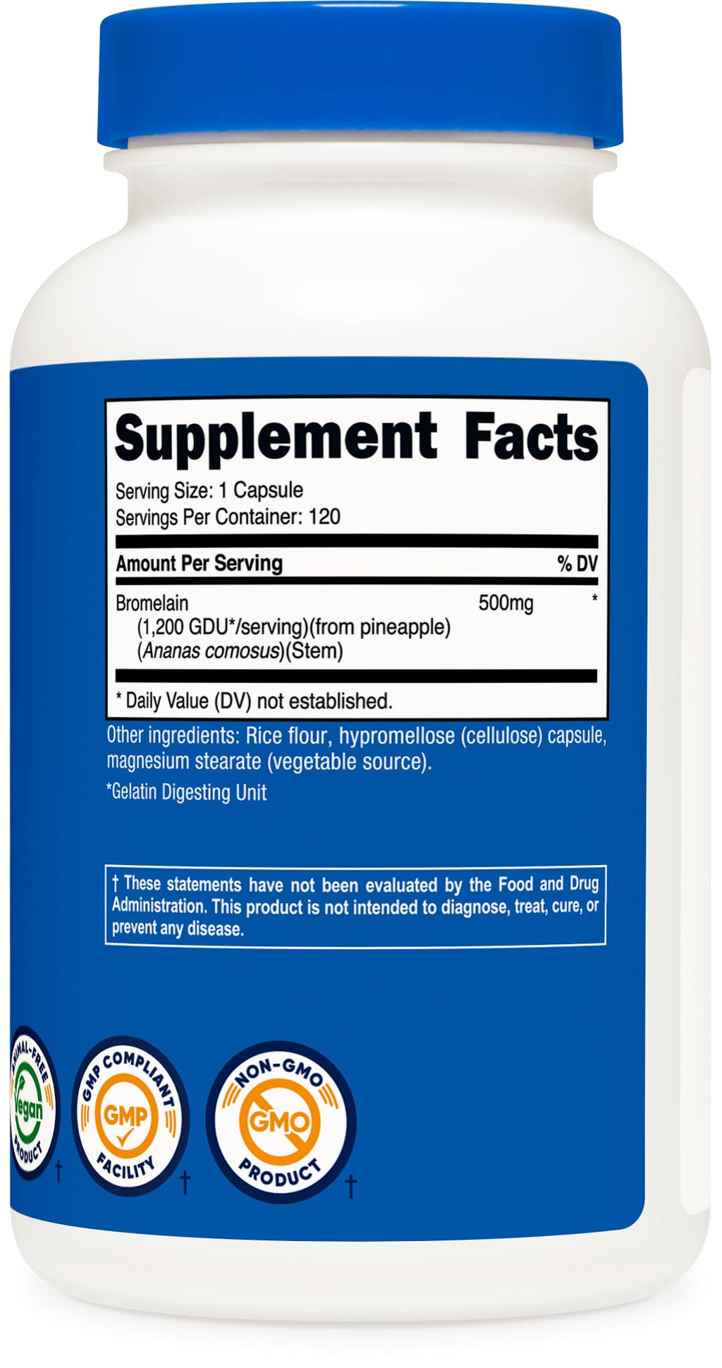 Nutricost Bromelain 500mg, 120 Vegetarian Capsules - Bromelain (1200 GDU), Non-GMO, Gluten Free - FENGGESTORE20