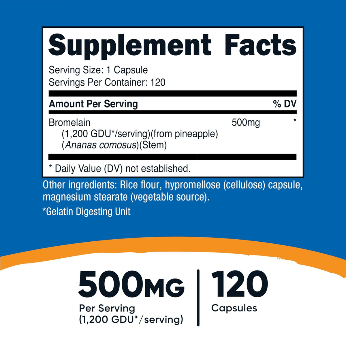 Nutricost Bromelain 500mg, 120 Vegetarian Capsules - Bromelain (1200 GDU), Non-GMO, Gluten Free - FENGGESTORE20