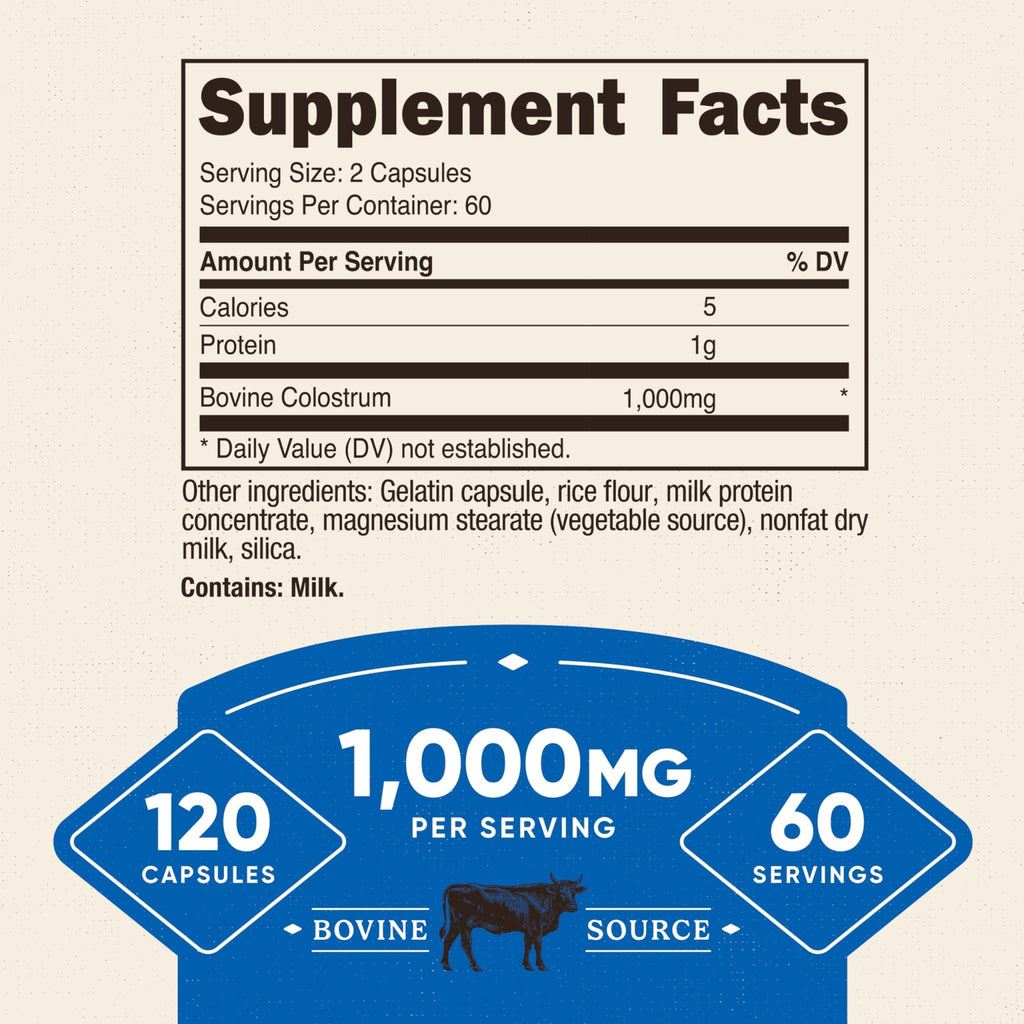 Nutricost Colostrum 1000mg, 120 Capsules - Gluten Free & GMO Free, 60 Servings - FENGGESTORE20
