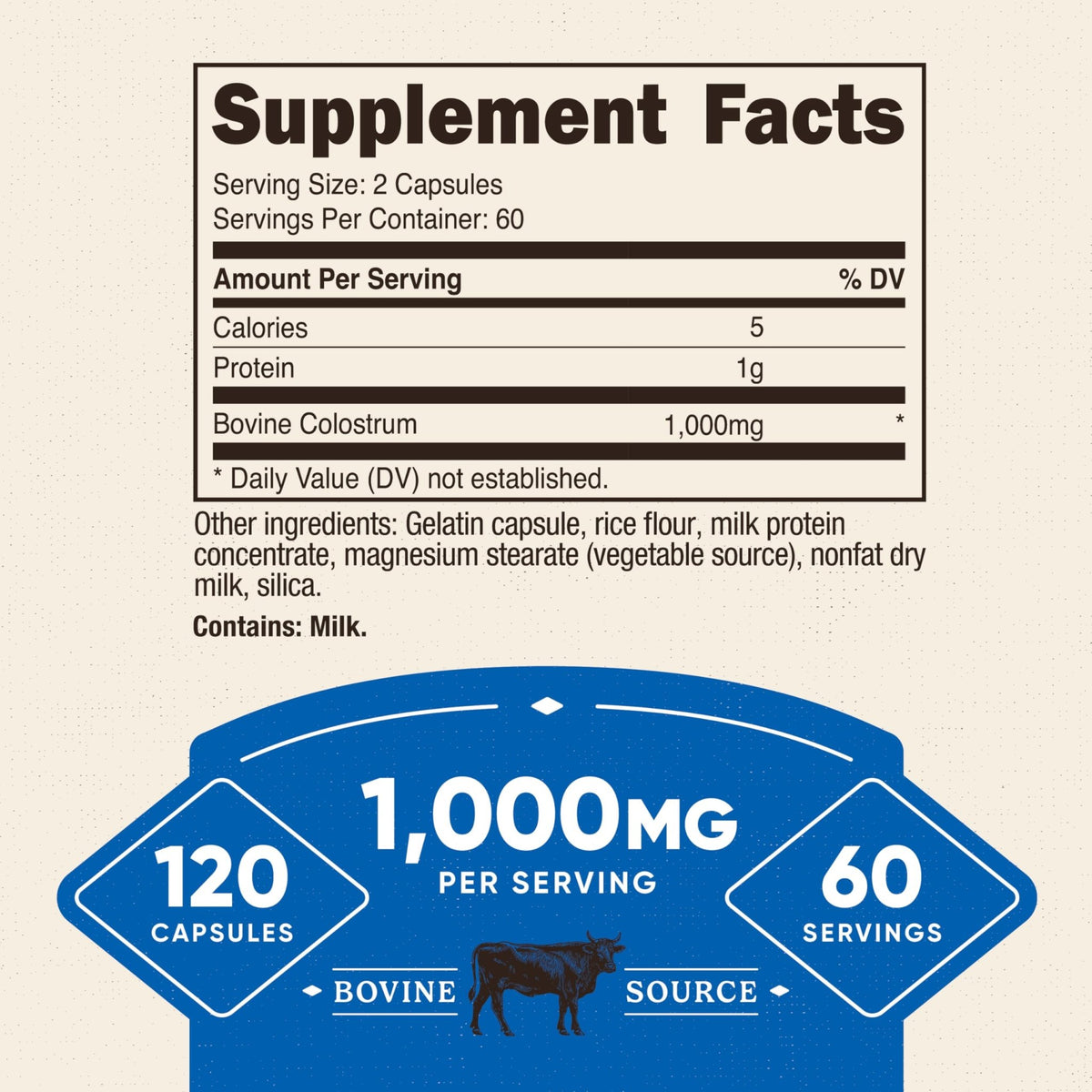 Nutricost Colostrum 1000mg, 120 Capsules - Gluten Free & GMO Free, 60 Servings - FENGGESTORE20