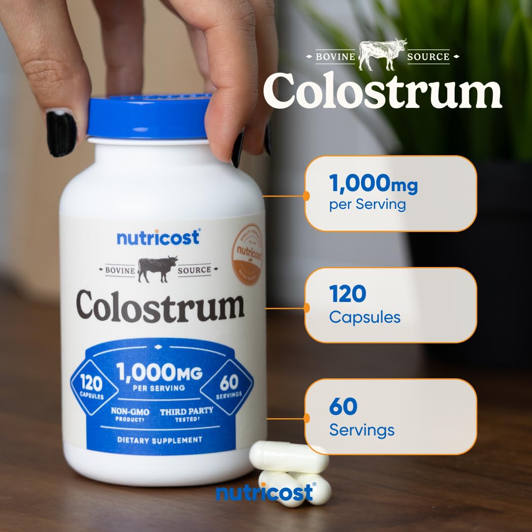 Nutricost Colostrum 1000mg, 120 Capsules - Gluten Free & GMO Free, 60 Servings - FENGGESTORE20