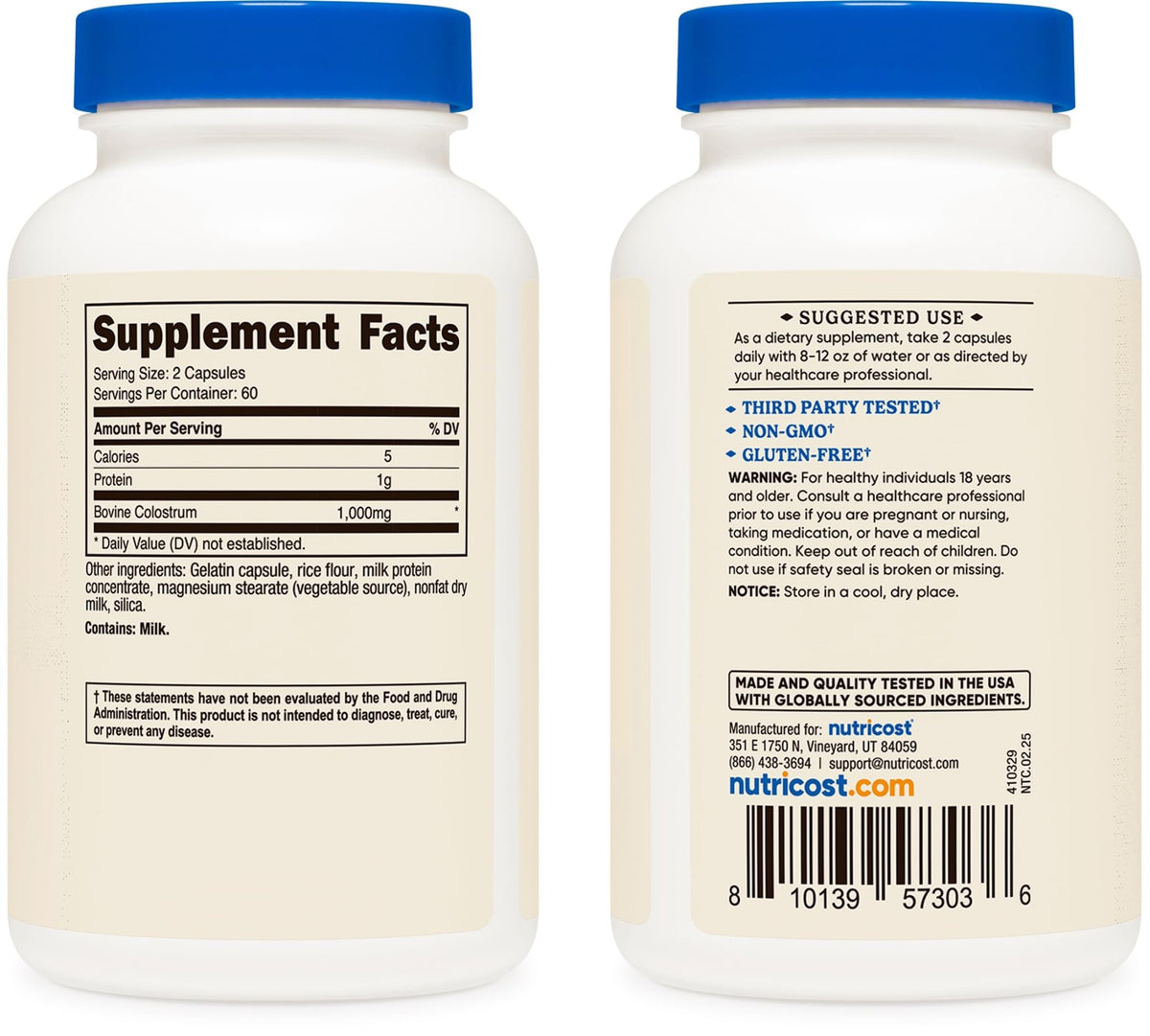 Nutricost Colostrum 1000mg, 120 Capsules - Gluten Free & GMO Free, 60 Servings - FENGGESTORE20