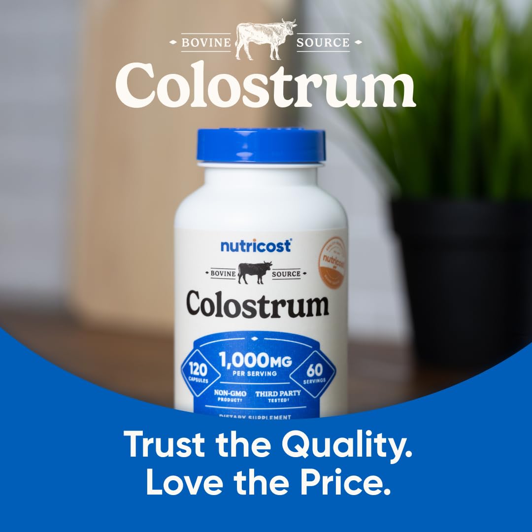 Nutricost Colostrum 1000mg, 120 Capsules - Gluten Free & GMO Free, 60 Servings - FENGGESTORE20