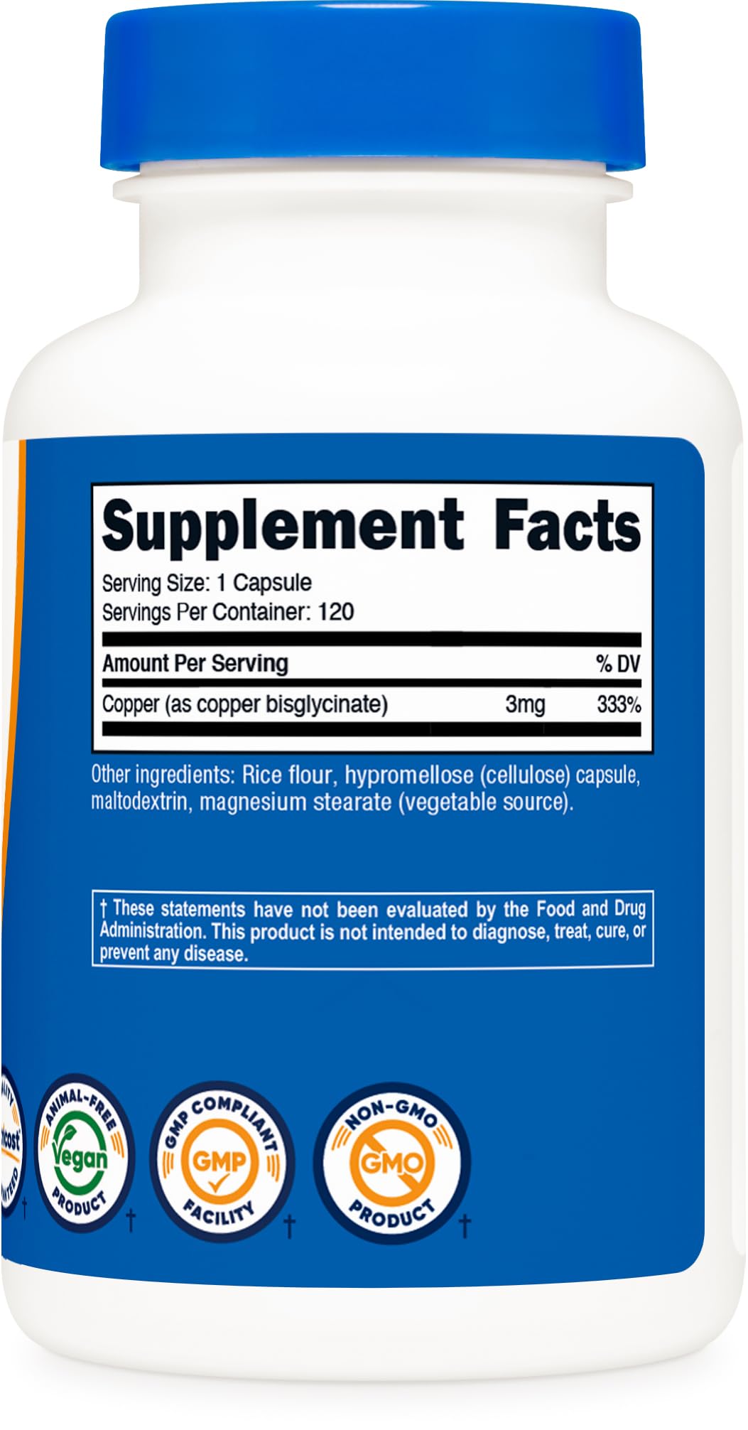 Nutricost Copper Glycinate Capsules (120 Capsules, 3MG Copper per Serving) - Non GMO, Vegan - FENGGESTORE20