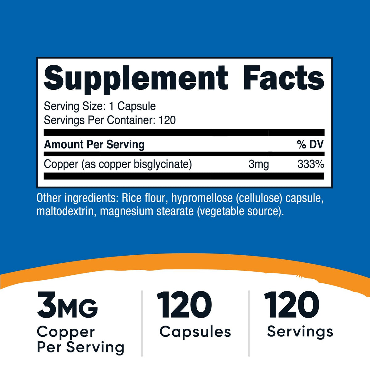 Nutricost Copper Glycinate Capsules (120 Capsules, 3MG Copper per Serving) - Non GMO, Vegan - FENGGESTORE20