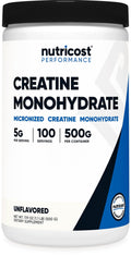 Nutricost Creatine Monohydrate Micronized Powder 500G, 5000mg Per Serv (5g) - 100 Servings, 17.9 Oz - FENGGESTORE20