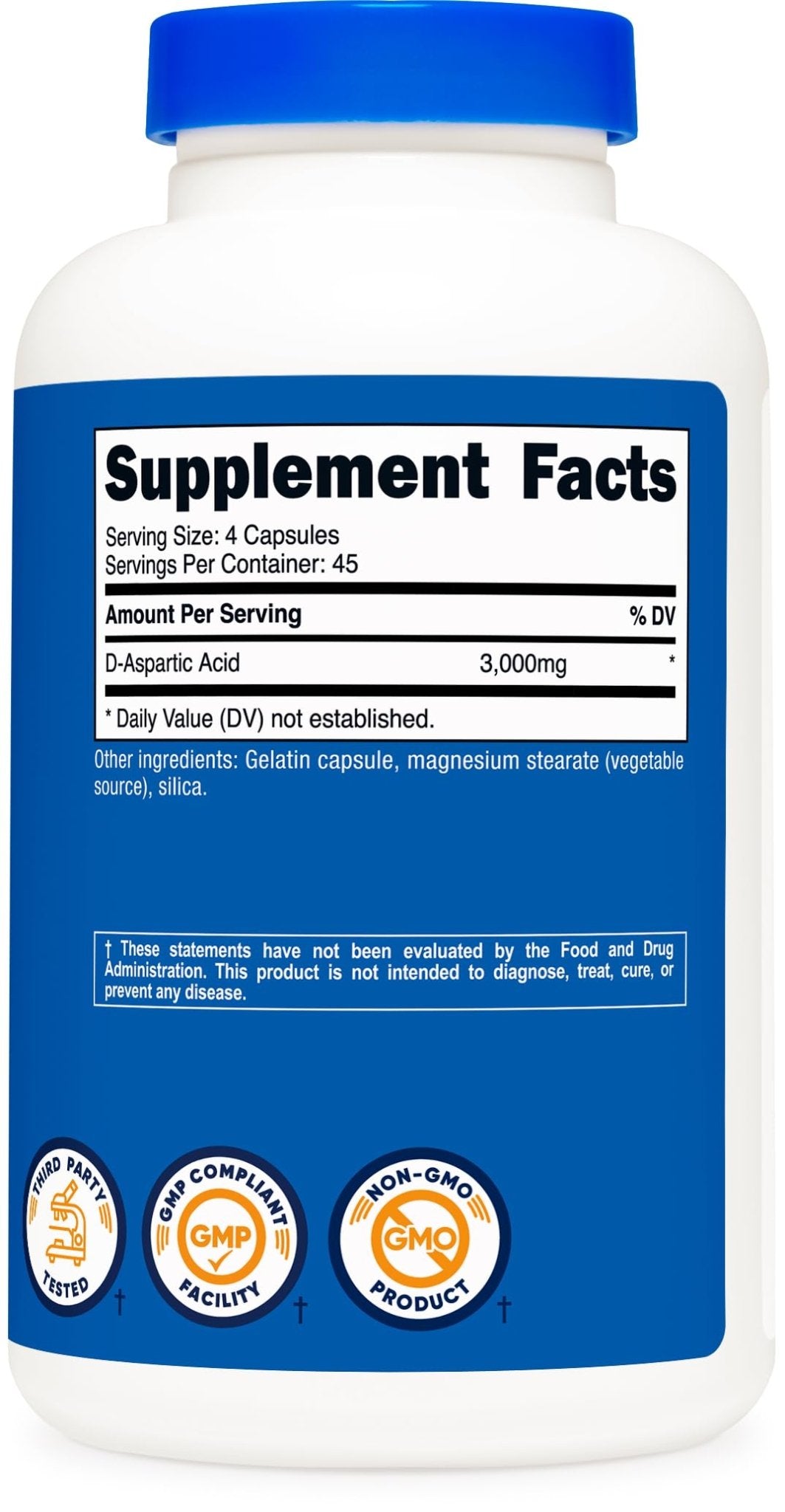 Nutricost D-Aspartic Acid (DAA) Capsules 3000mg Per Serving (180 Capsules) - Non-GMO - FENGGESTORE20