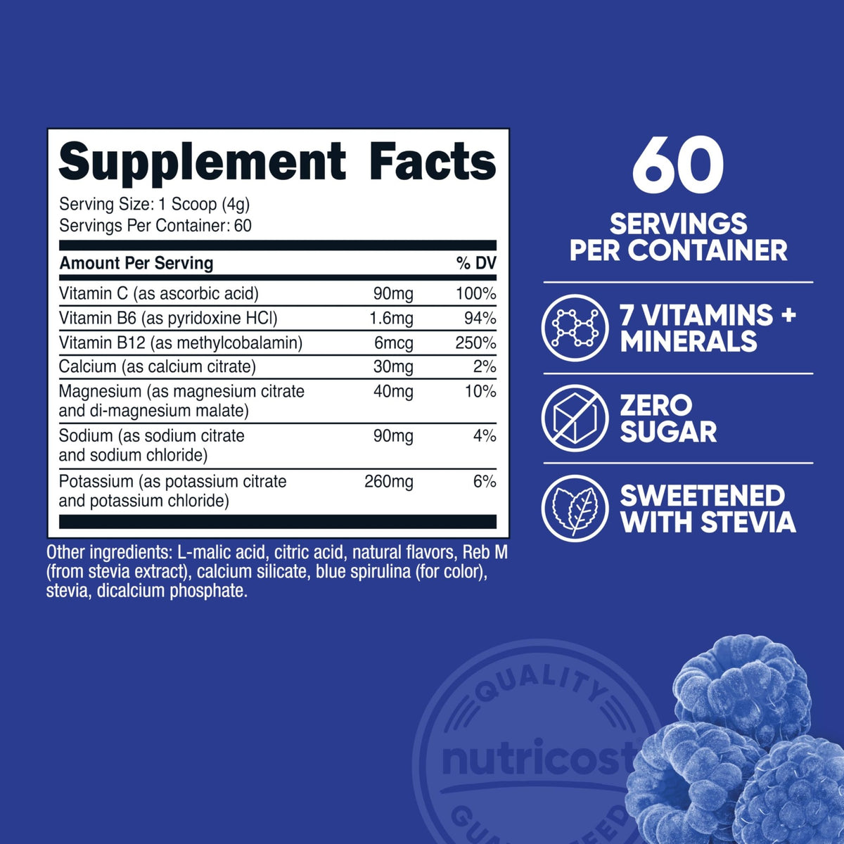 Nutricost Electrolyte Complex Powder (60 Servings, Blue Raspberry) - Hydration Supplement Drink Mix with Vitamins and Minerals - FENGGESTORE20