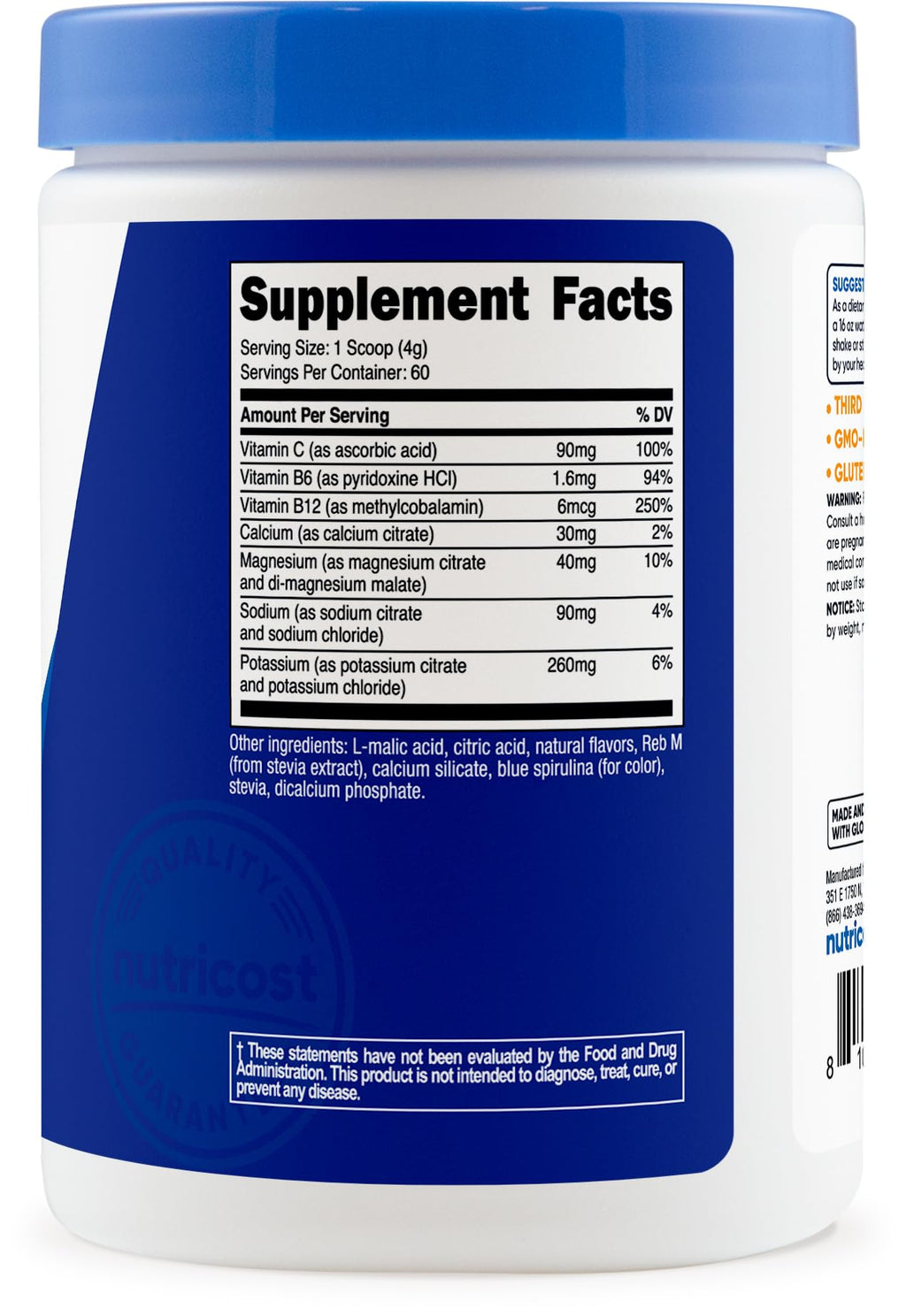 Nutricost Electrolyte Complex Powder (60 Servings, Blue Raspberry) - Hydration Supplement Drink Mix with Vitamins and Minerals - FENGGESTORE20