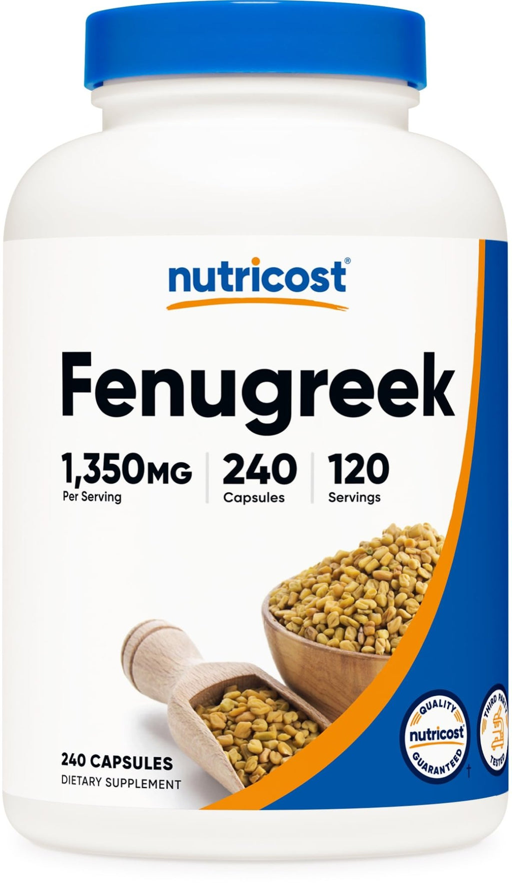 Nutricost Fenugreek Seed 1350mg, 240 Capsules - Gluten Free, Non-GMO, 675mg Per Capsule - FENGGESTORE20