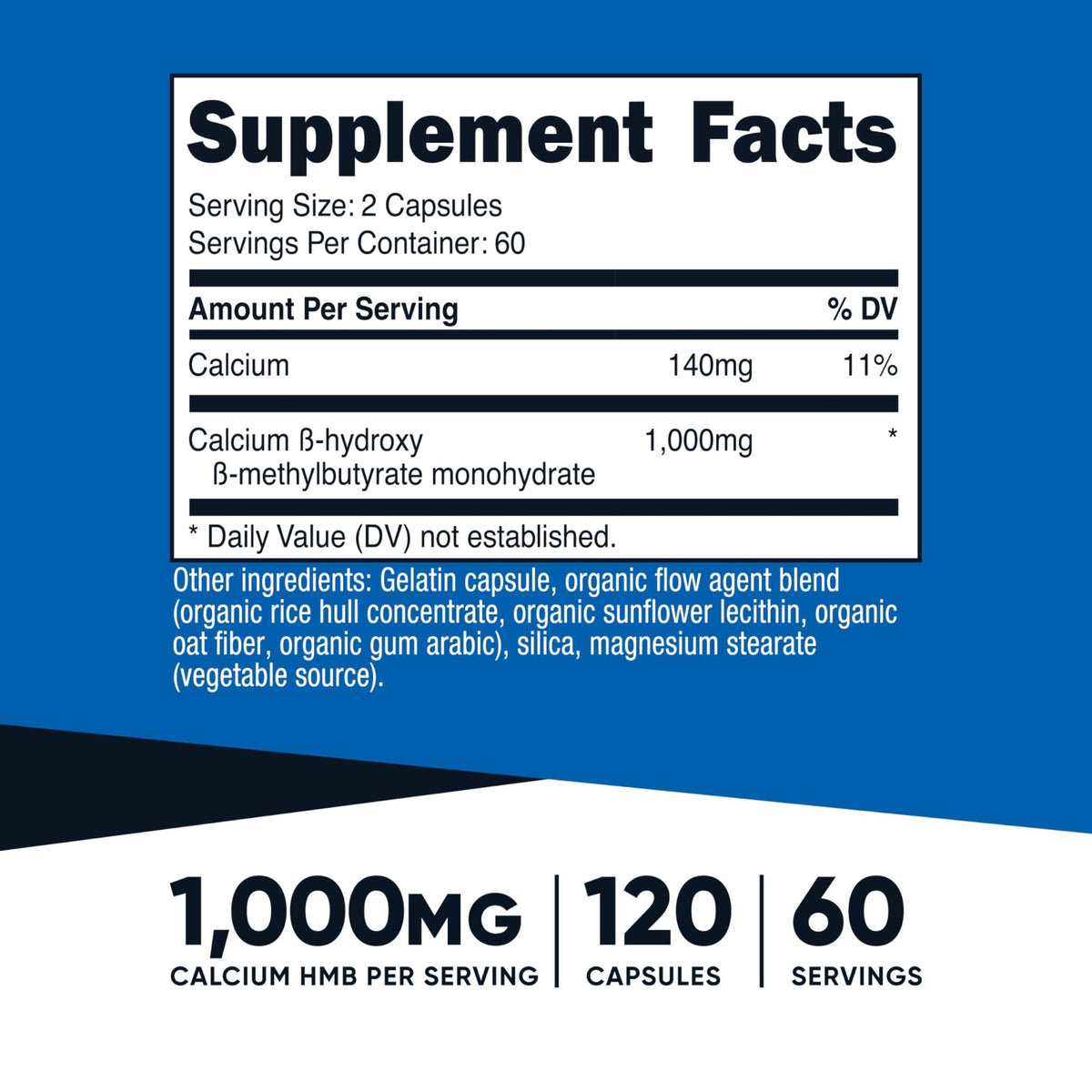 Nutricost HMB (Beta-Hydroxy Beta-Methylbutyrate) 1000mg (120 Capsules) - 500mg Per Capsule, 60 Servings - Gluten Free and Non-GMO - FENGGESTORE20