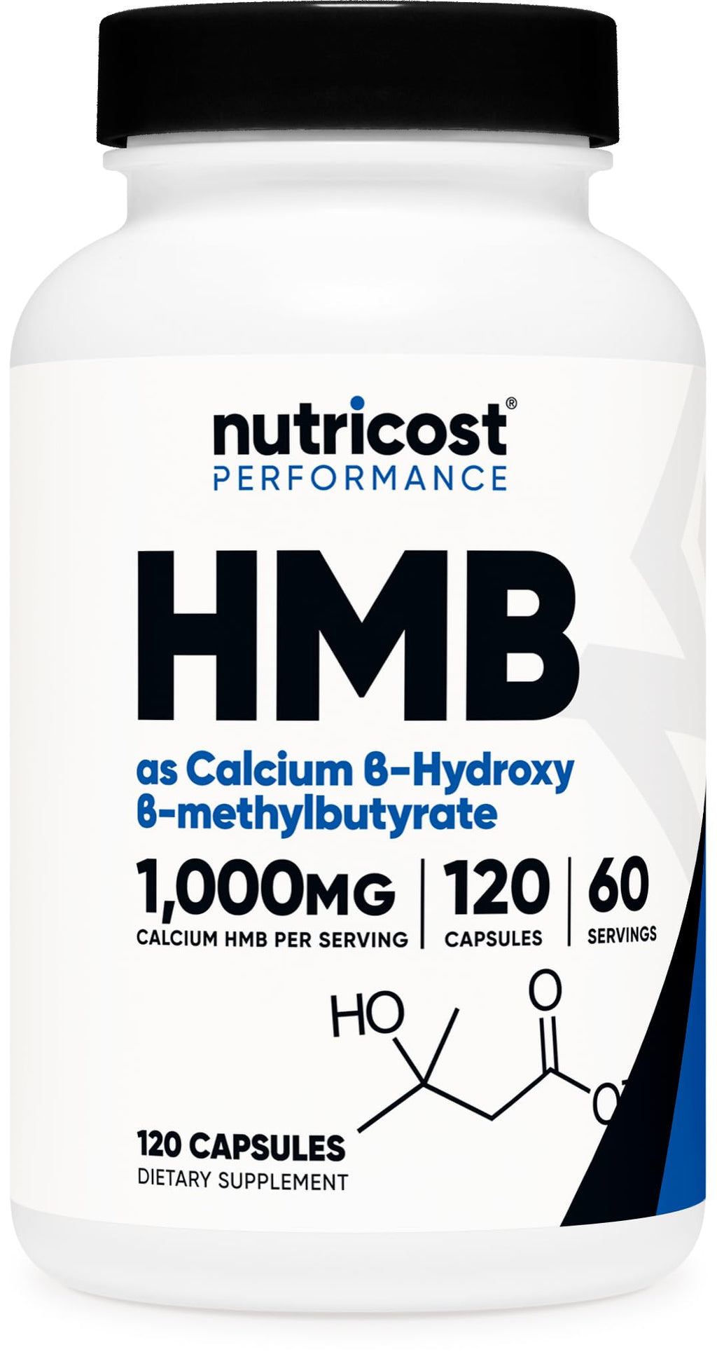 Nutricost HMB (Beta-Hydroxy Beta-Methylbutyrate) 1000mg (120 Capsules) - 500mg Per Capsule, 60 Servings - Gluten Free and Non-GMO - FENGGESTORE20
