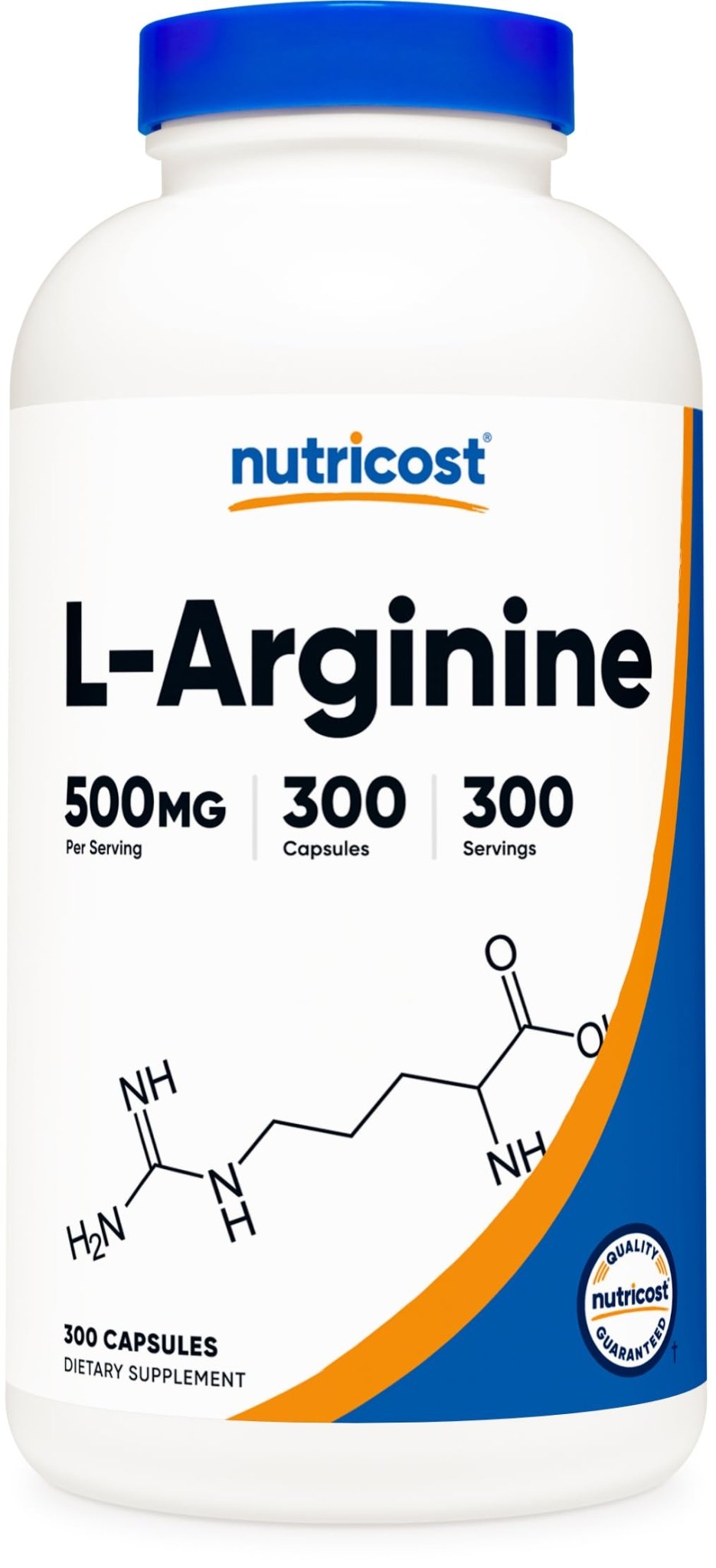 Nutricost L-Arginine 500mg, 300 Capsules - Gluten Free and Non-GMO - FENGGESTORE20